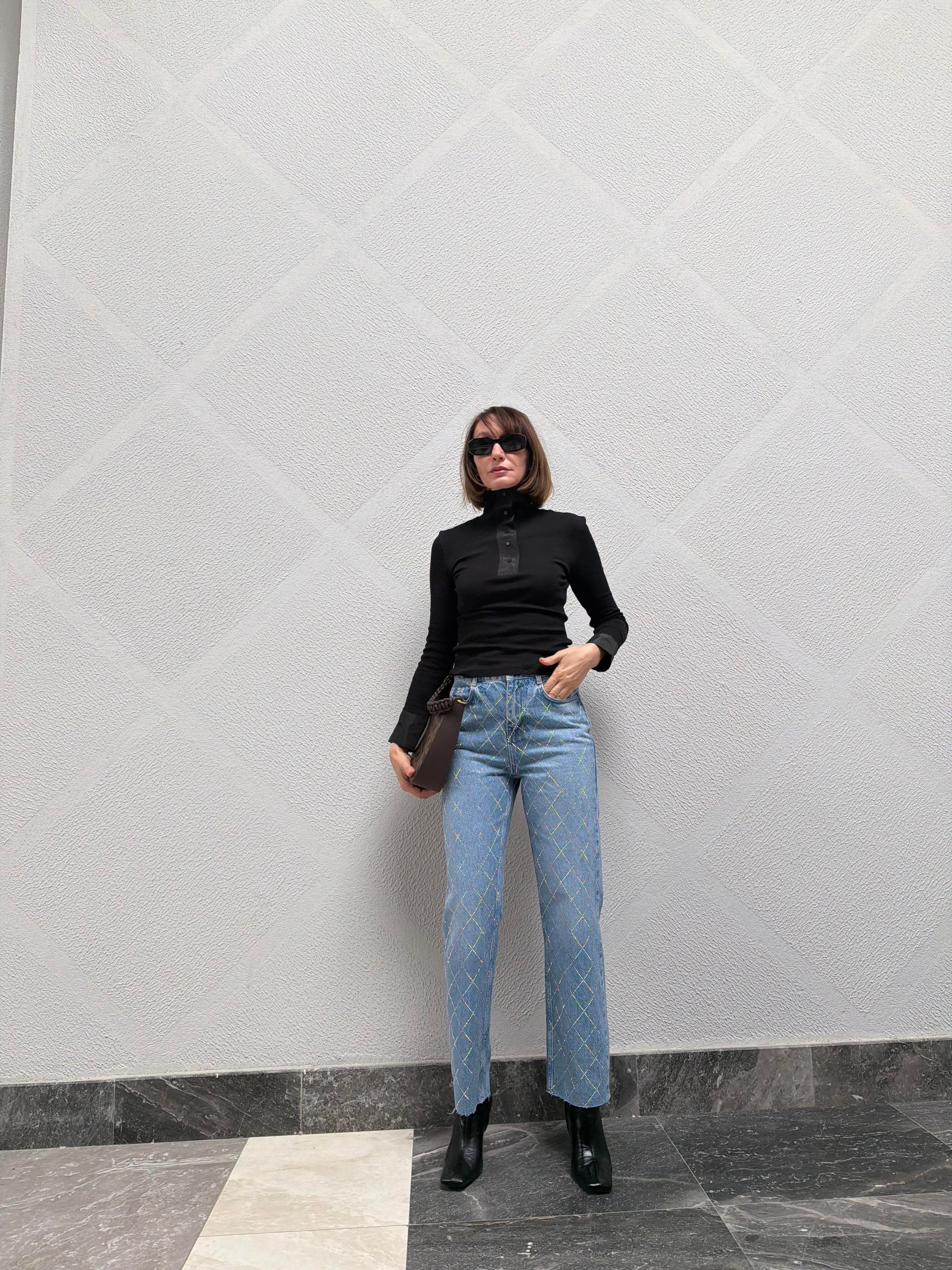 Zr Önü Taşlı Denim