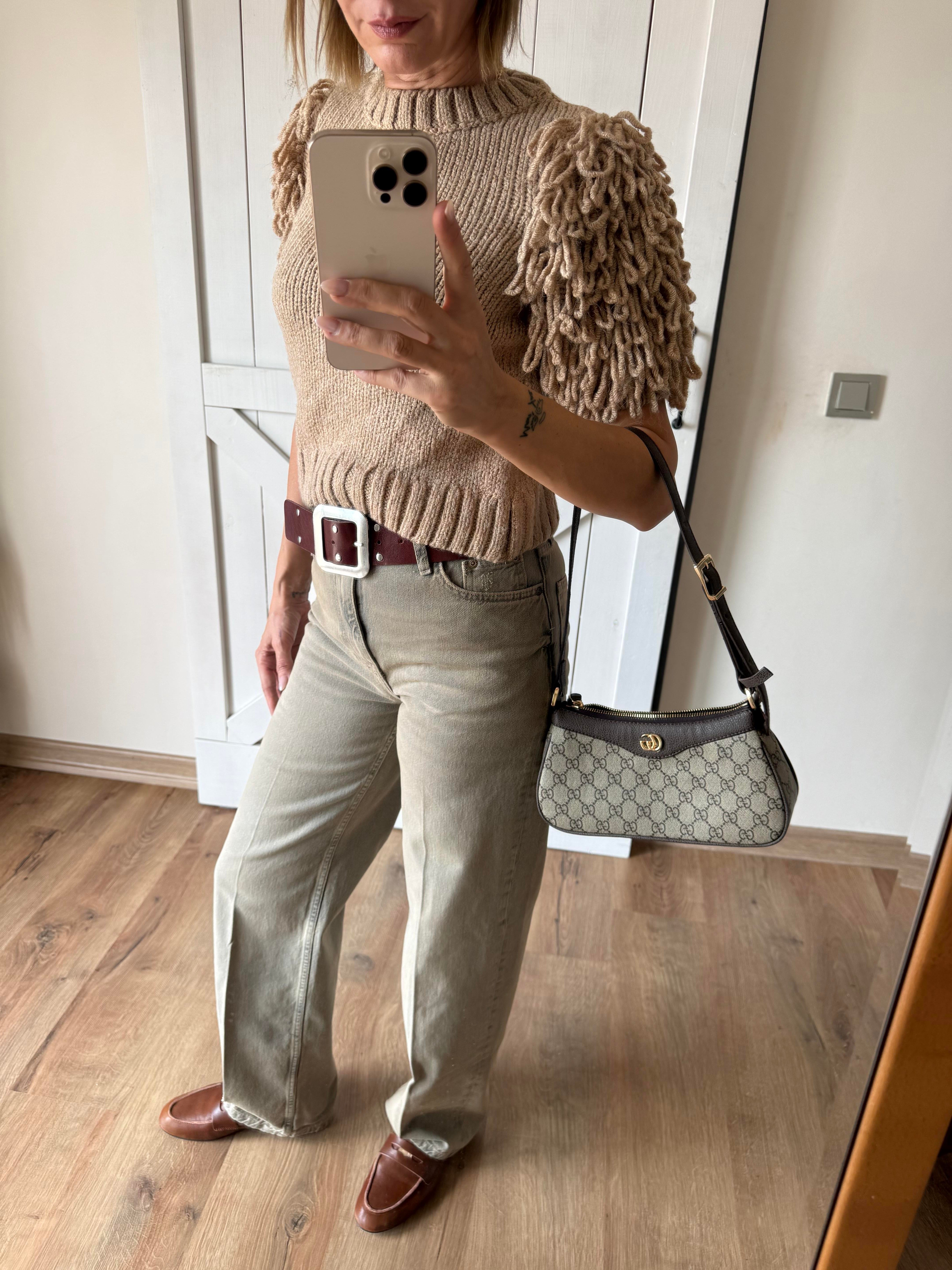 ZR Sand Eskitme Wide Leg Jean