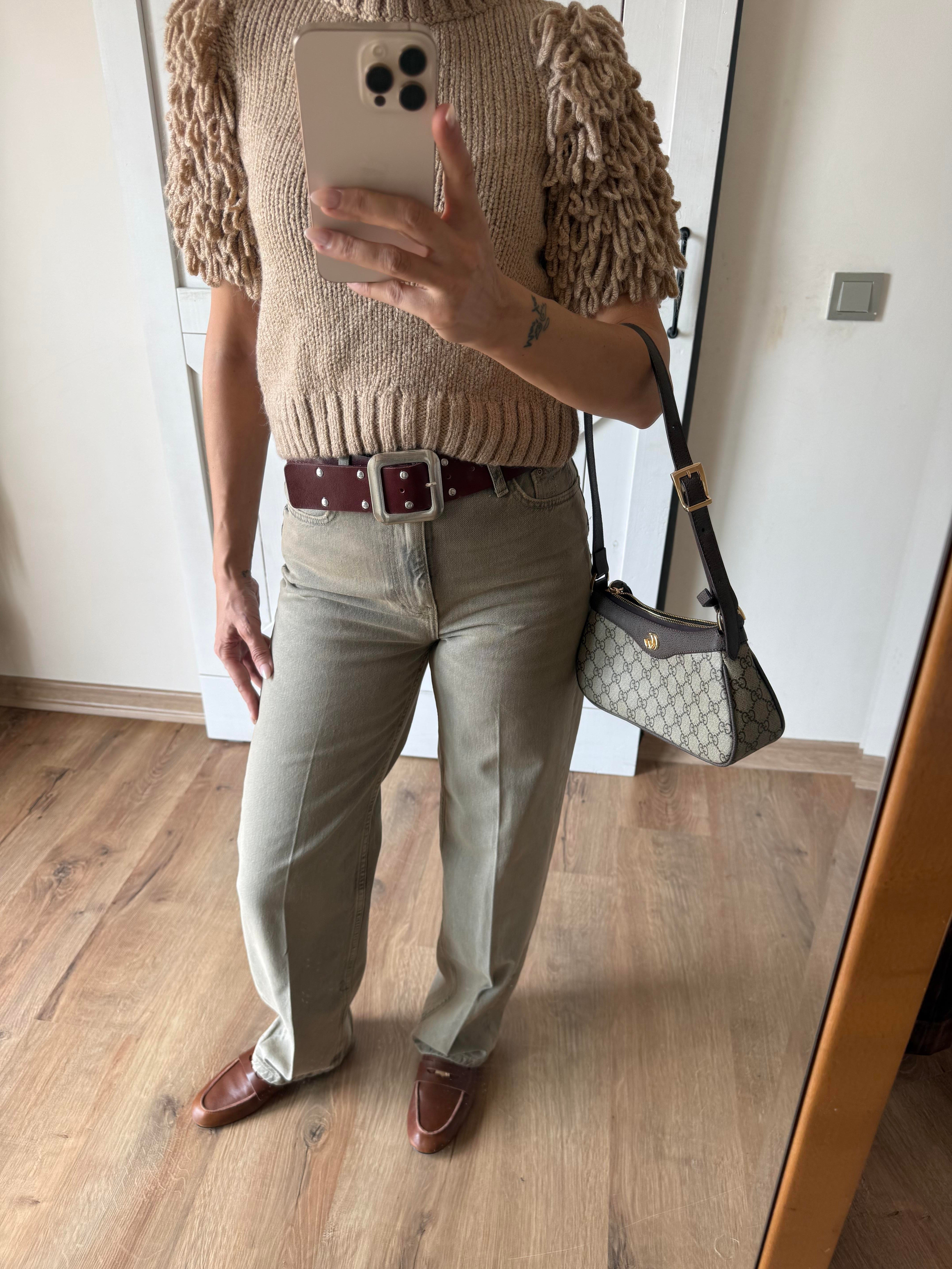 ZR Sand Eskitme Wide Leg Jean