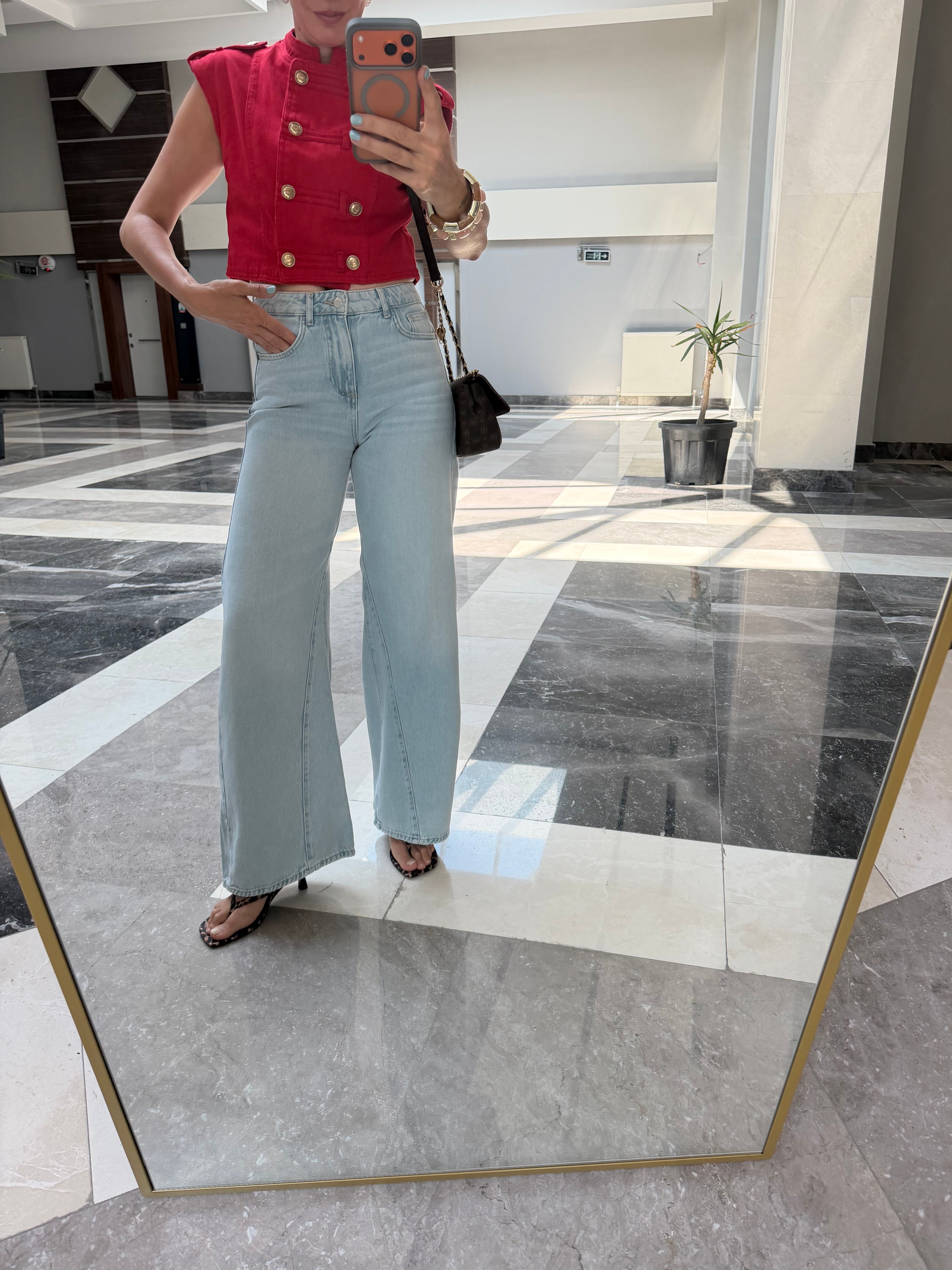 Zr Yüksek Bel Dikiş Detaylı Jean