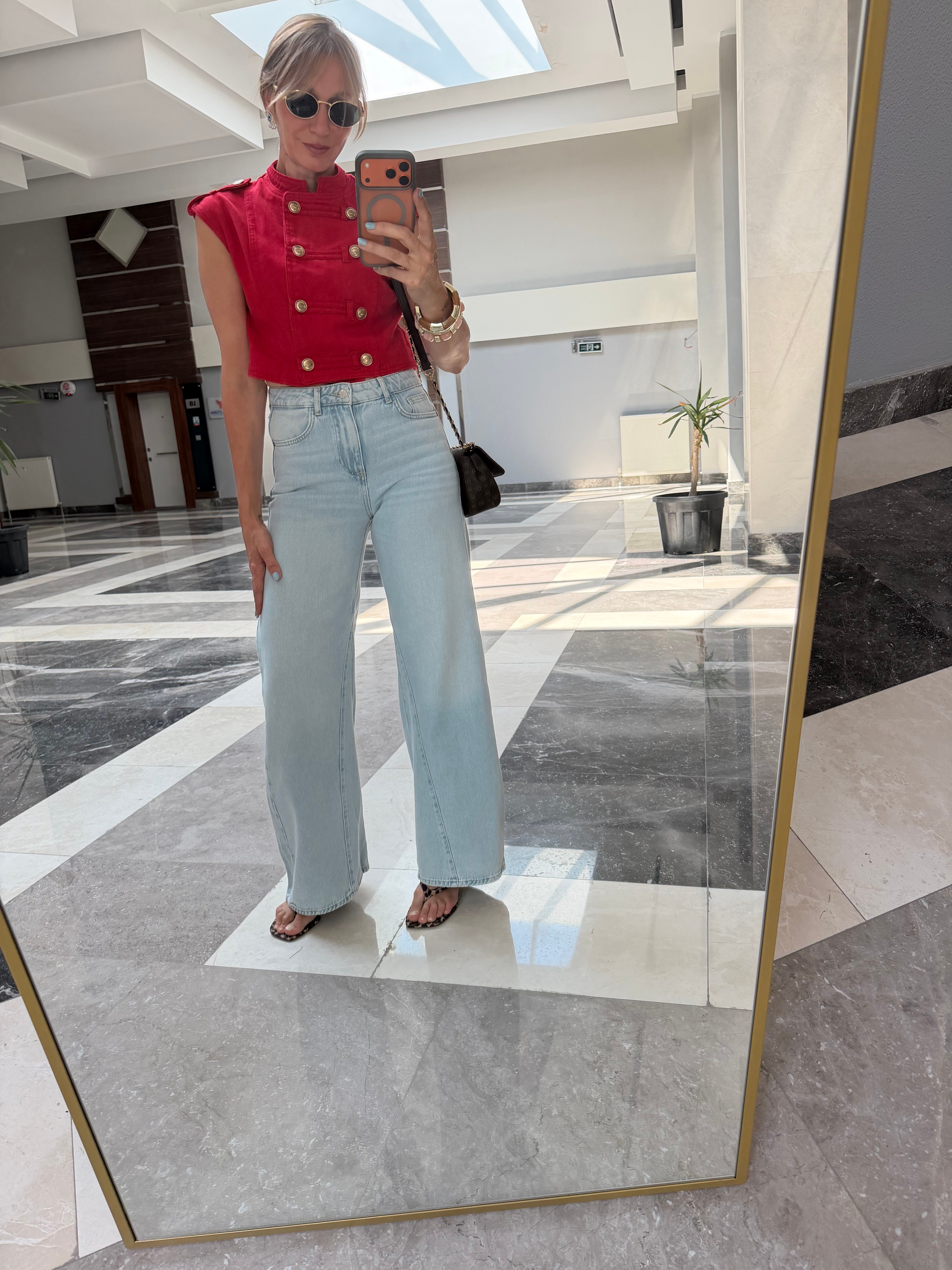 Zr Yüksek Bel Dikiş Detaylı Jean