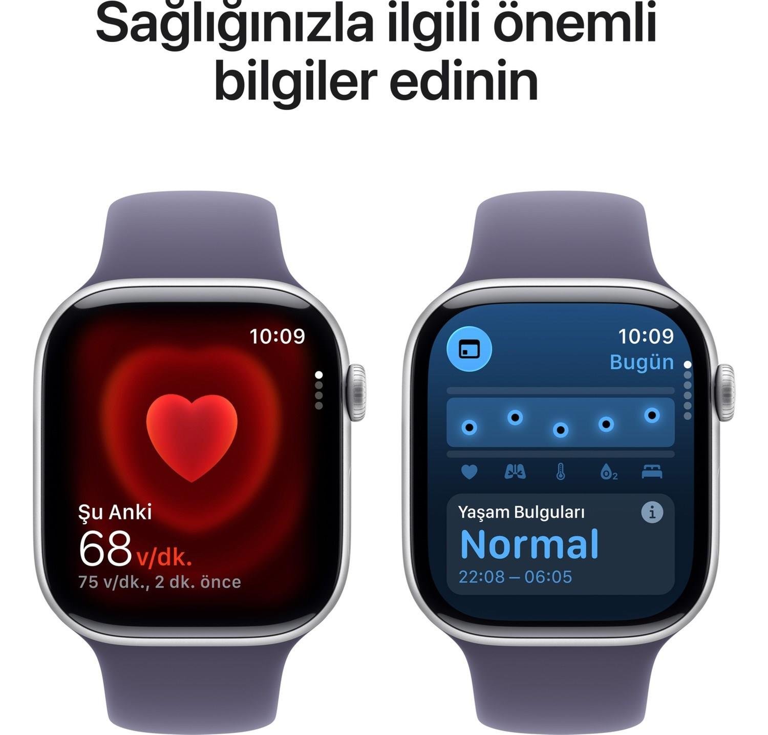 AppleApple Watch Seri 11  46 mm Gümüş rengi Alüminyum kasa ve Sis moru Spor kordon - S/m