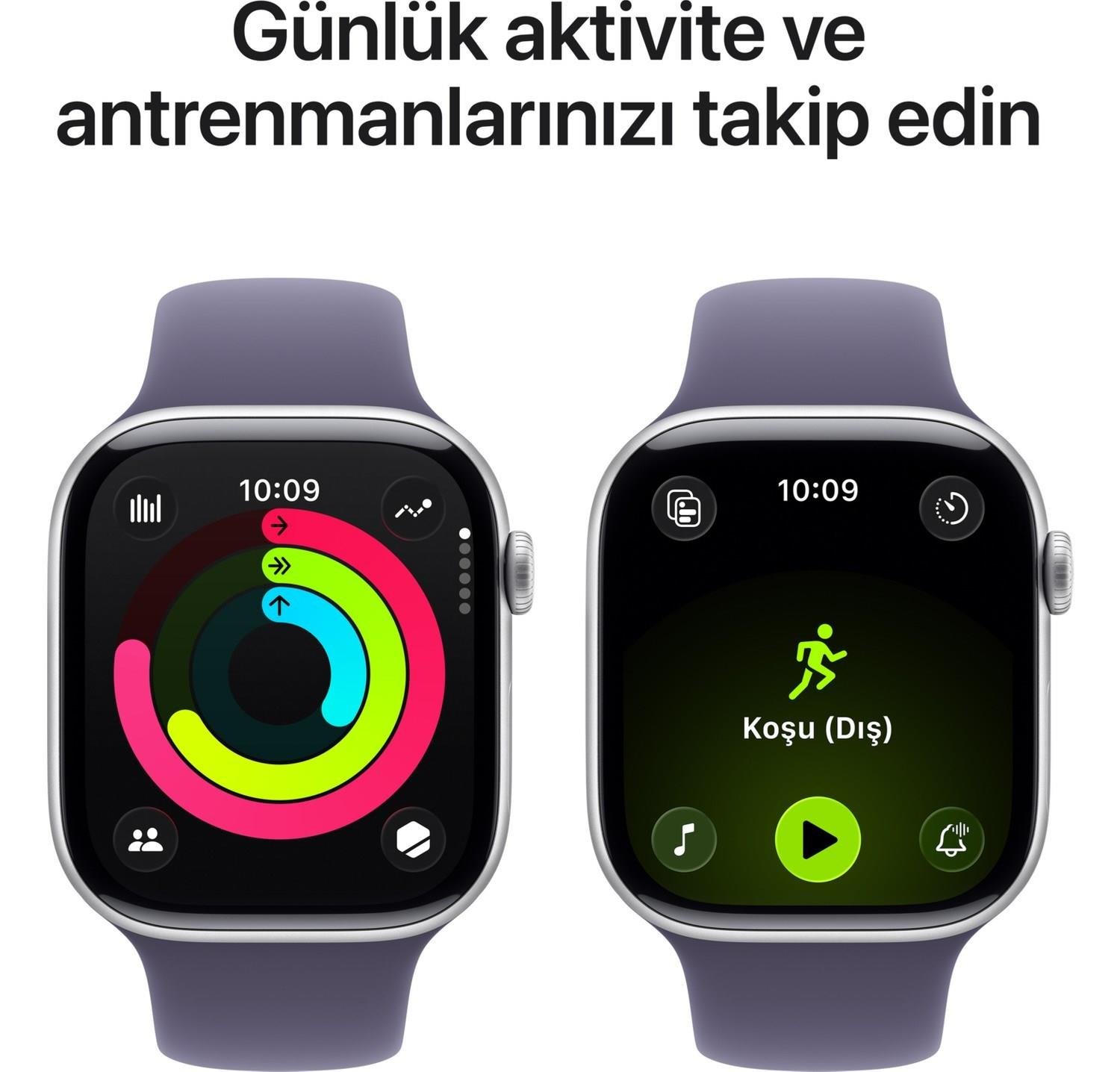 AppleApple Watch Seri 11  46 mm Gümüş rengi Alüminyum kasa ve Sis moru Spor kordon - S/m