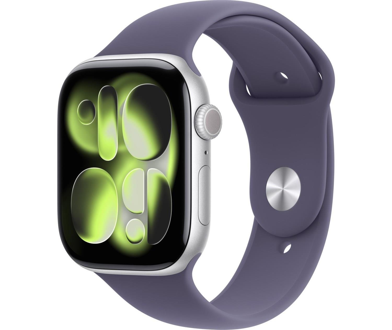 AppleApple Watch Seri 11  46 mm Gümüş rengi Alüminyum kasa ve Sis moru Spor kordon - S/m