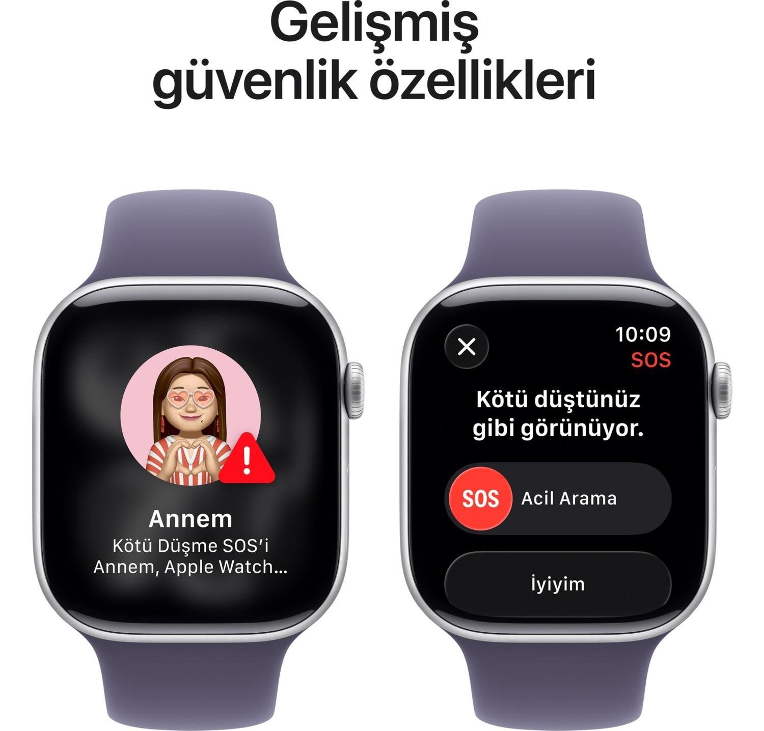 AppleApple Watch Seri 11  46 mm Gümüş rengi Alüminyum kasa ve Sis moru Spor kordon - S/m