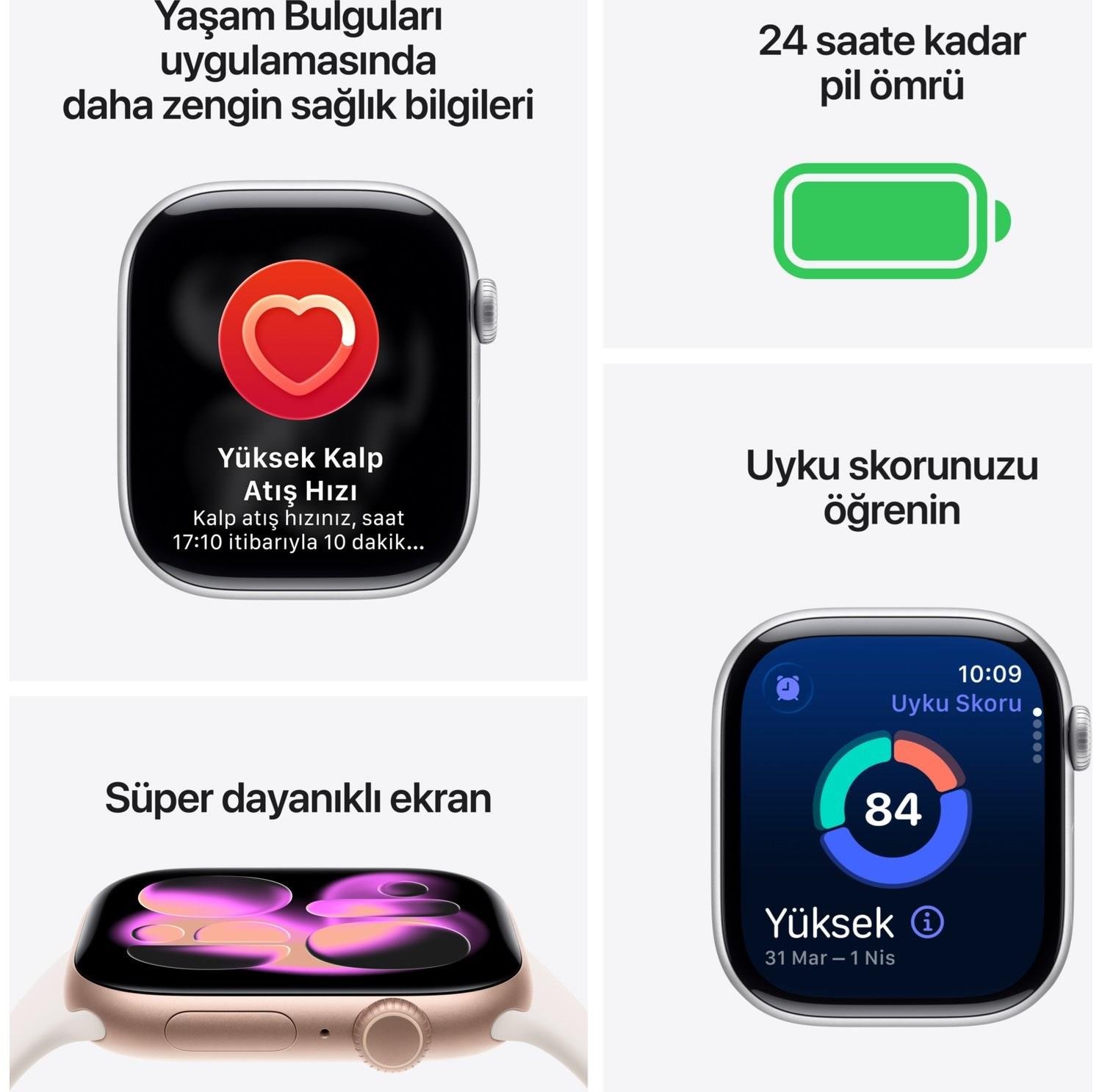 AppleApple Watch Seri 11  46 mm Gümüş rengi Alüminyum kasa ve Sis moru Spor kordon - S/m