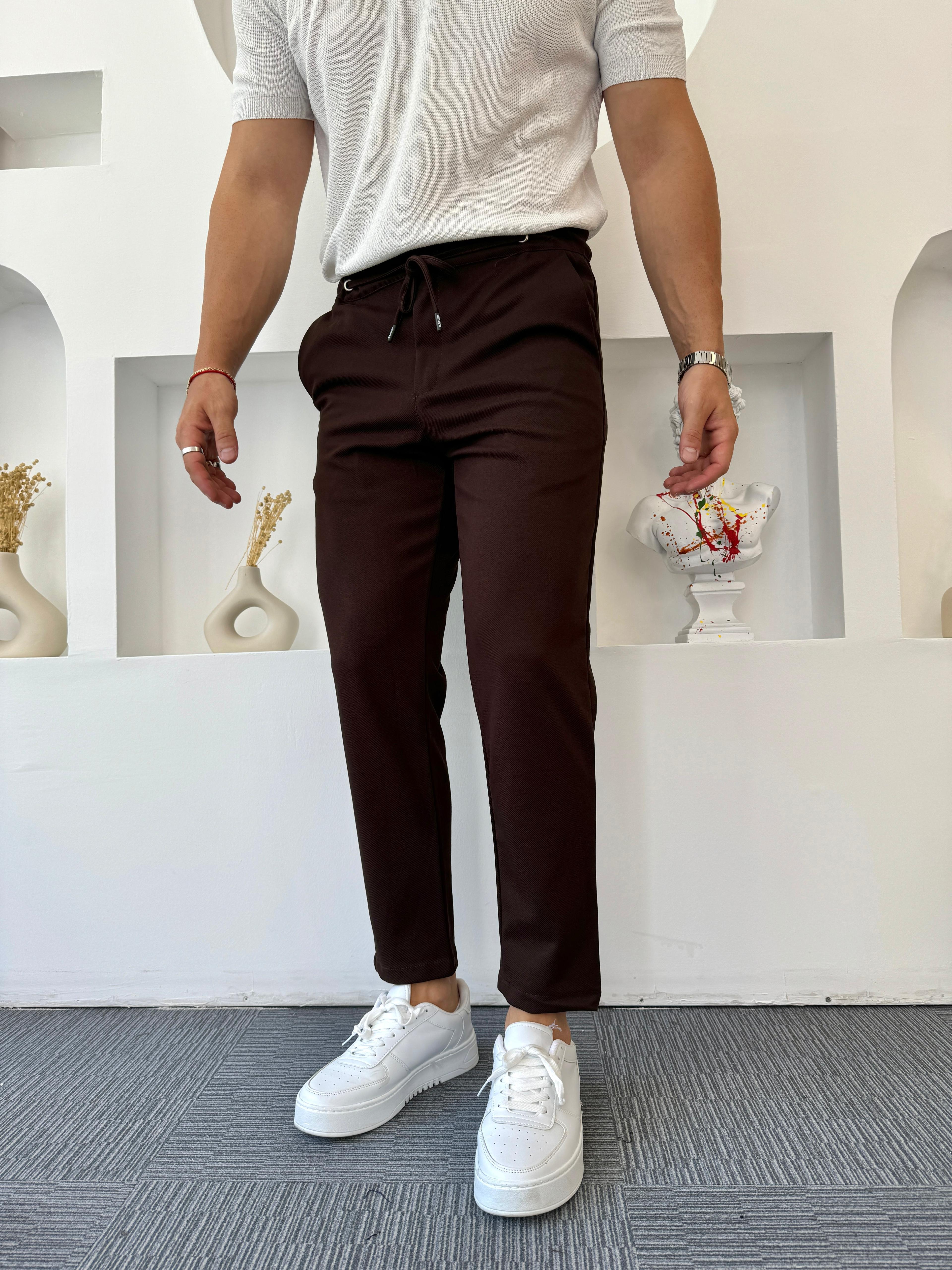 Acı Kahve Gabardin Boyfrined Pantolon