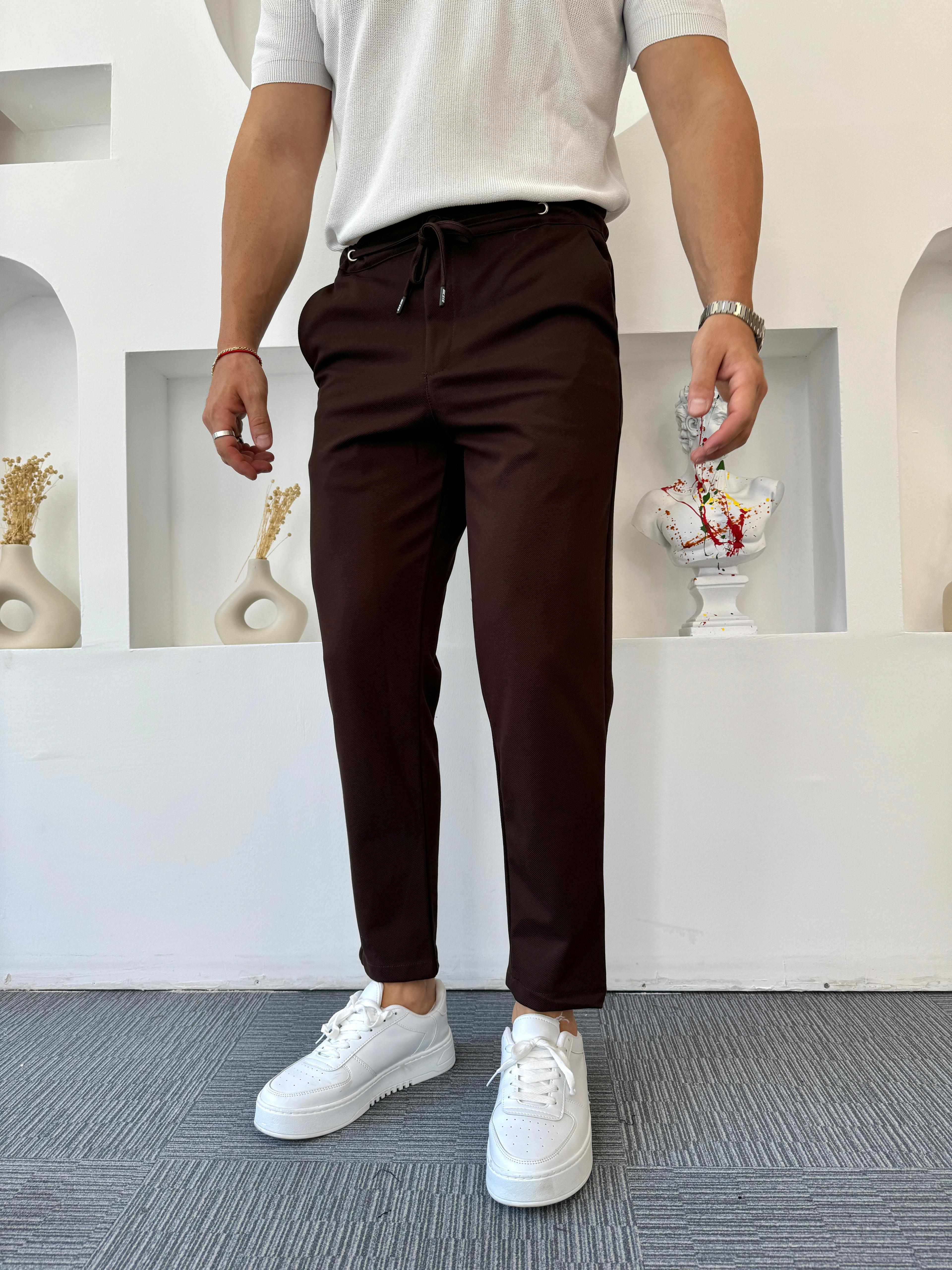 Acı Kahve Gabardin Boyfrined Pantolon