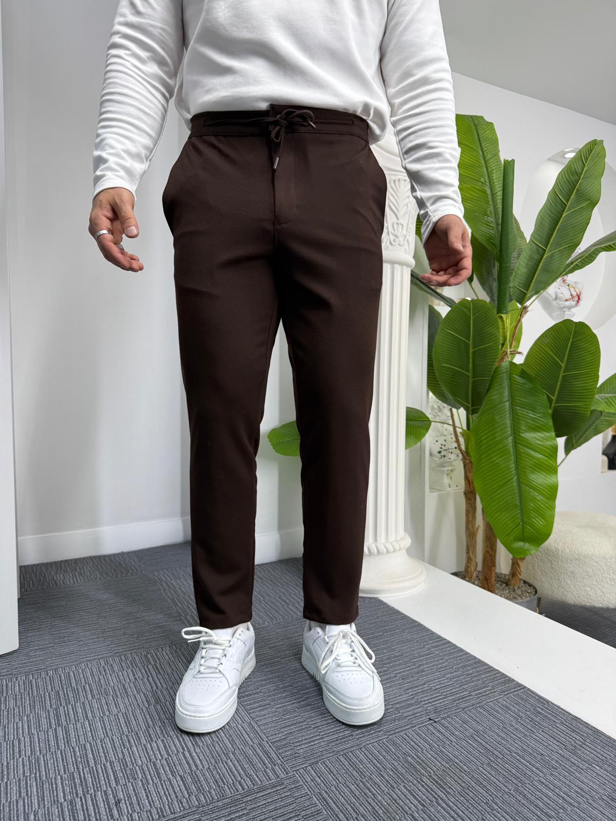 Acı Kahve GG Boyfriend Kalıp Gabardin Pantolon