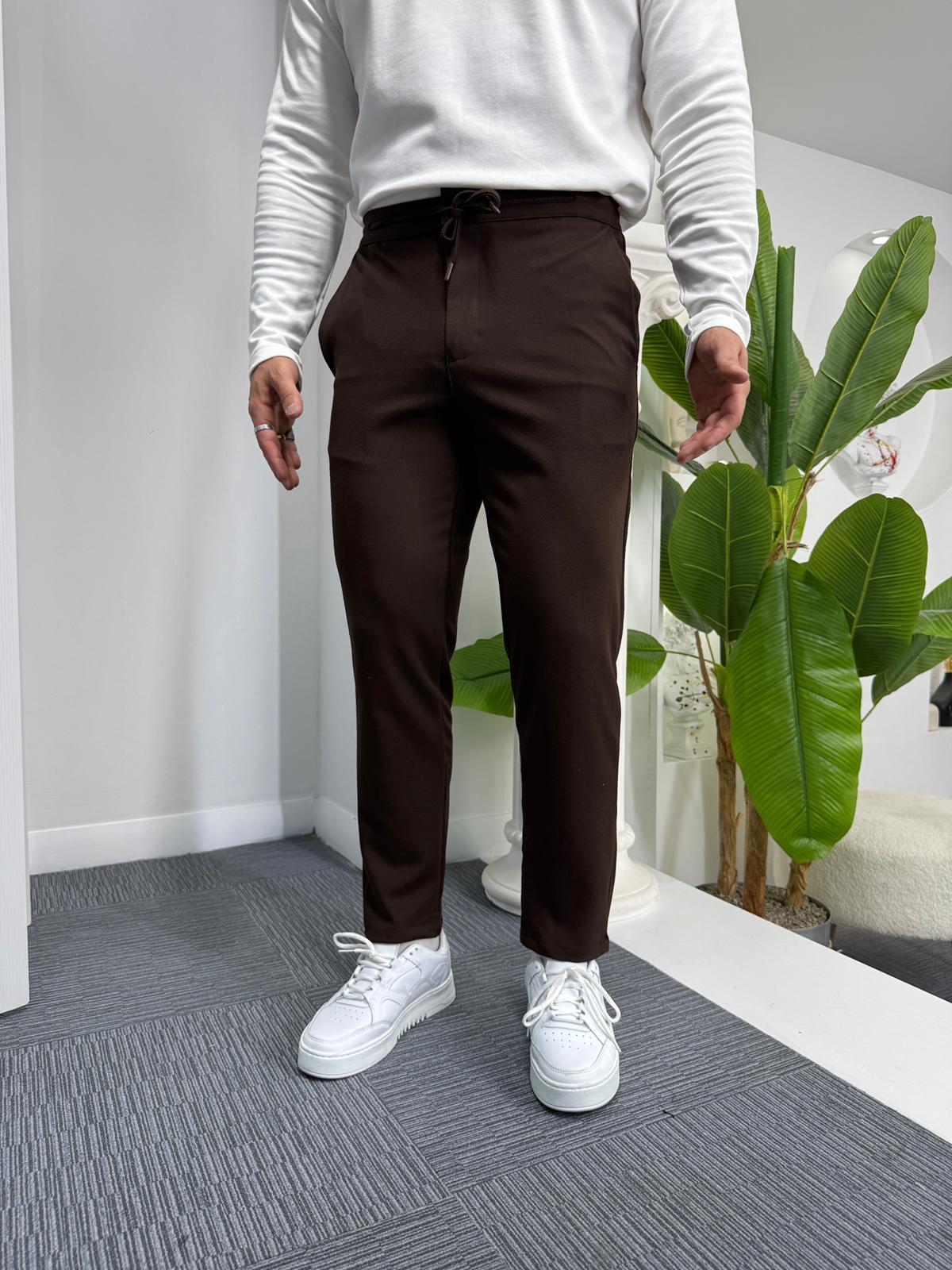 Acı Kahve GG Boyfriend Kalıp Gabardin Pantolon