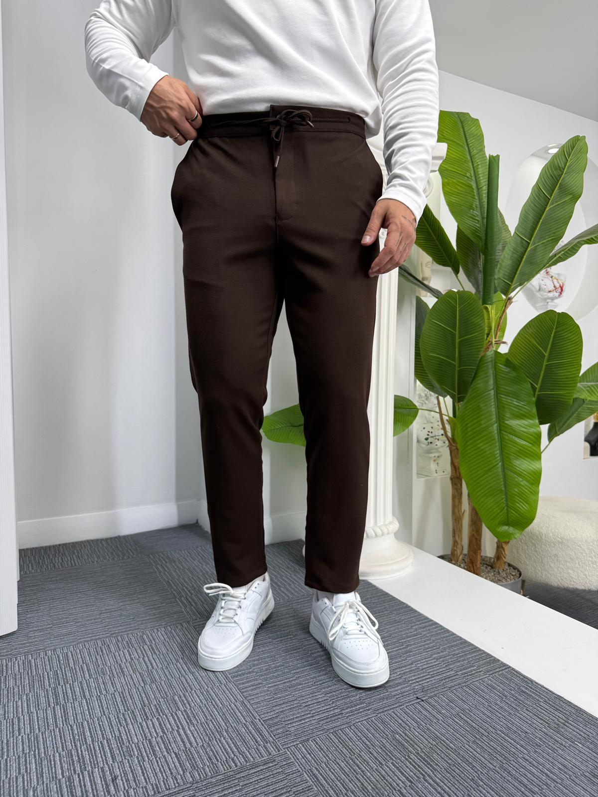 Acı Kahve GG Boyfriend Kalıp Gabardin Pantolon