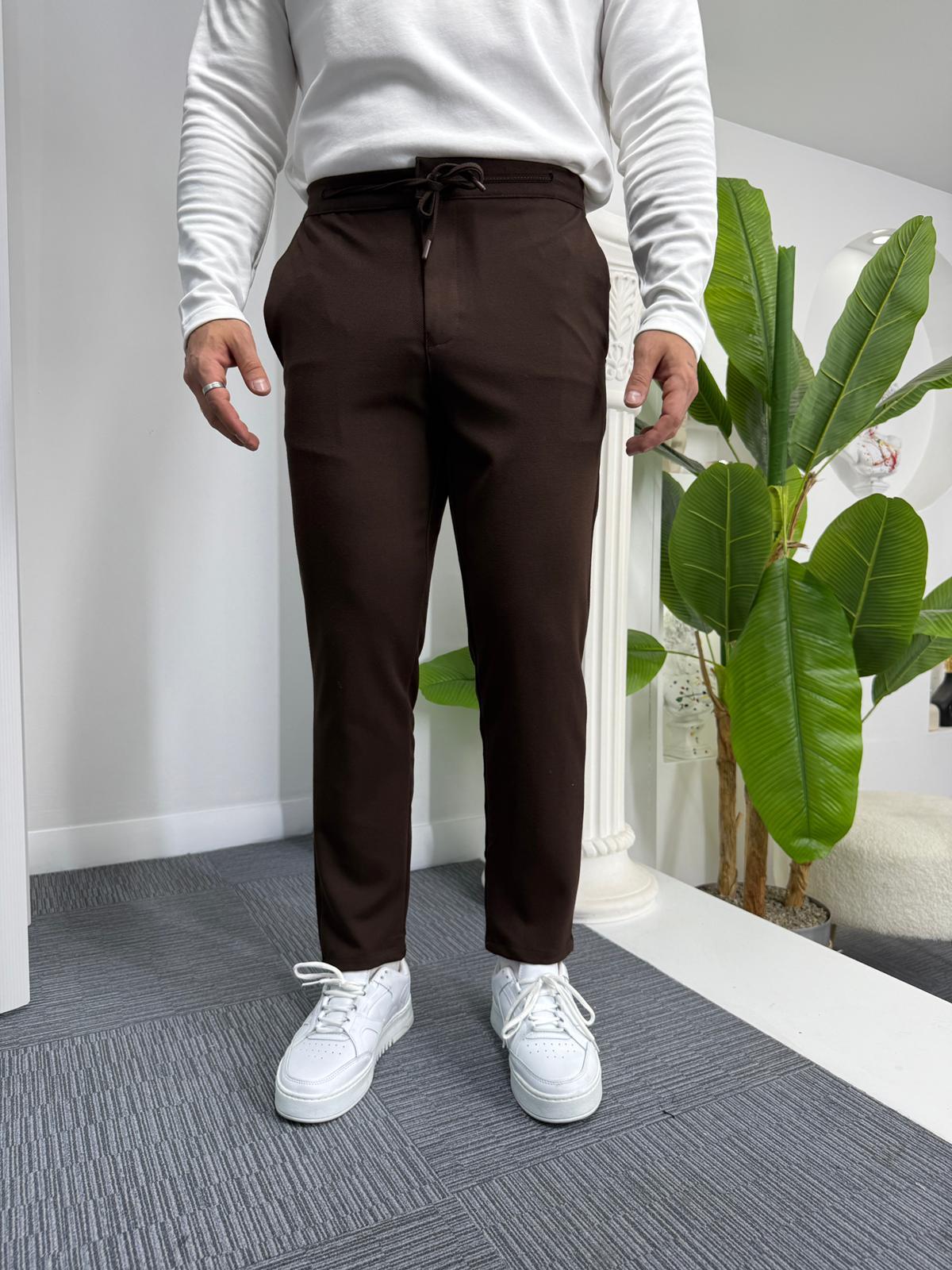 Acı Kahve GG Boyfriend Kalıp Gabardin Pantolon