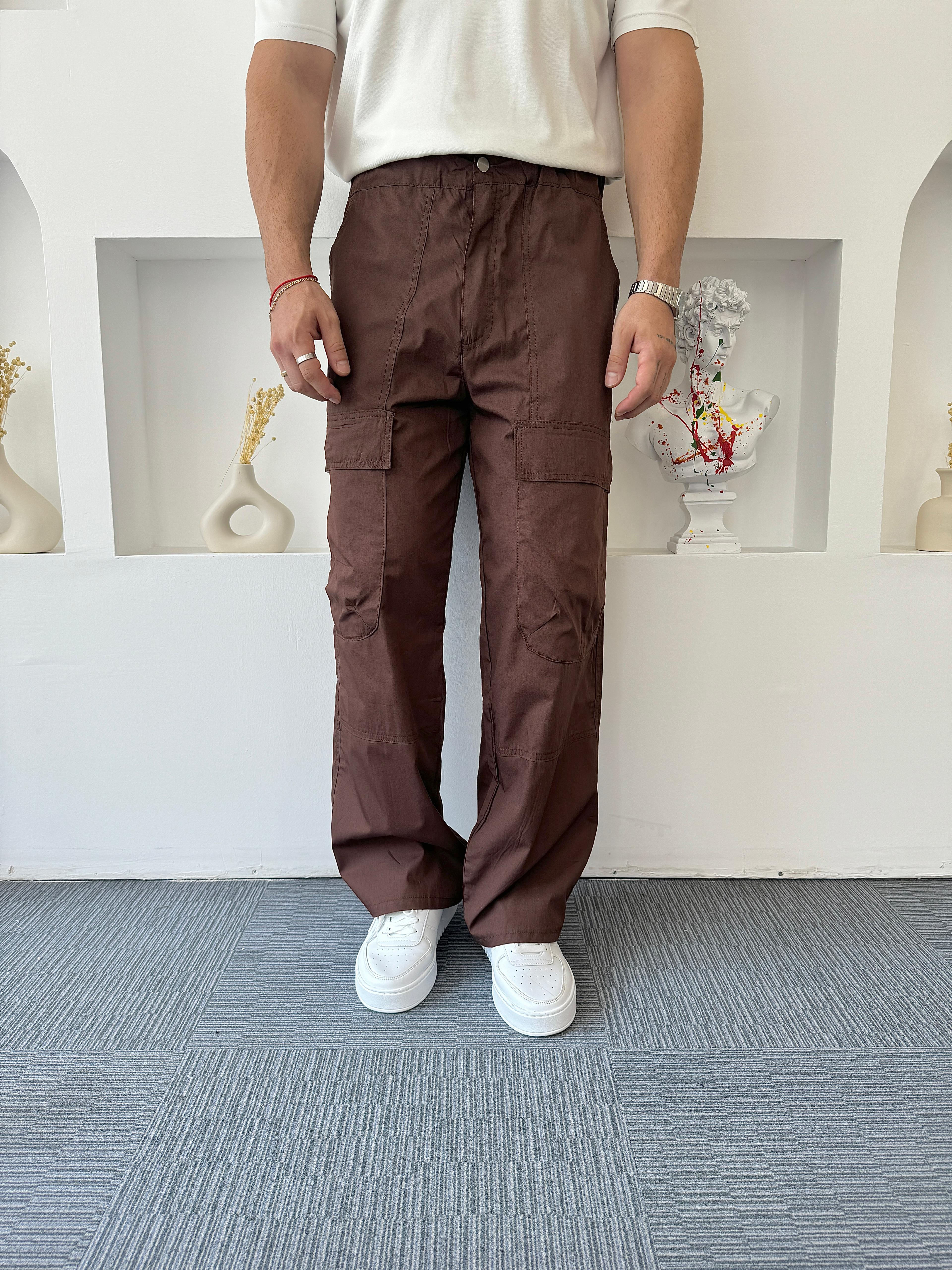 Acı Kahve İnce Gabardin Baggy Kargo Pantolon