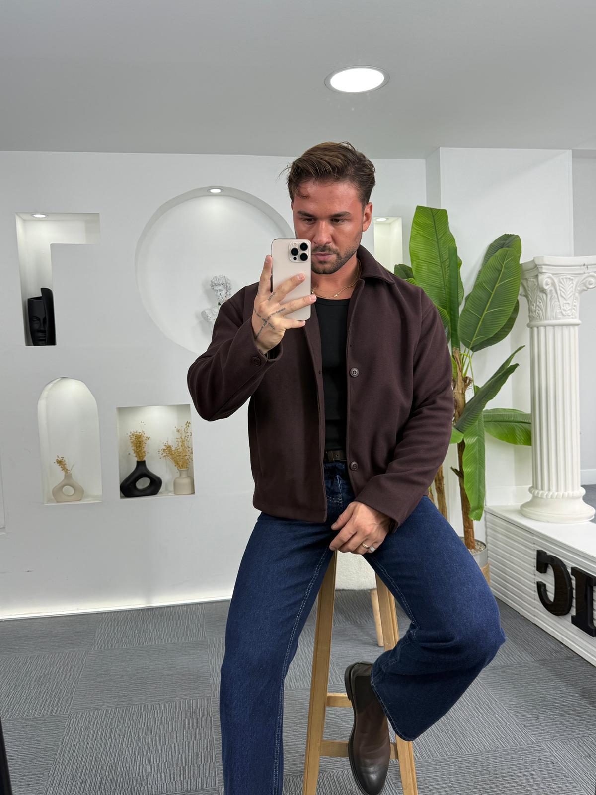 Acı Kahve Mr Crop Fit Kaşe Ceket