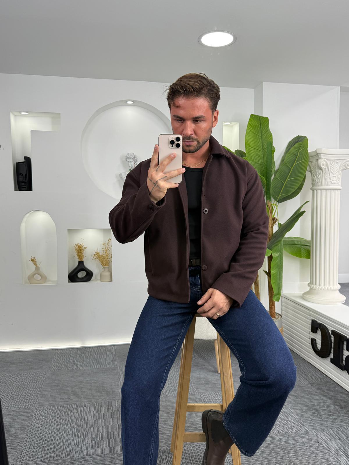 Acı Kahve Mr Crop Fit Kaşe Ceket