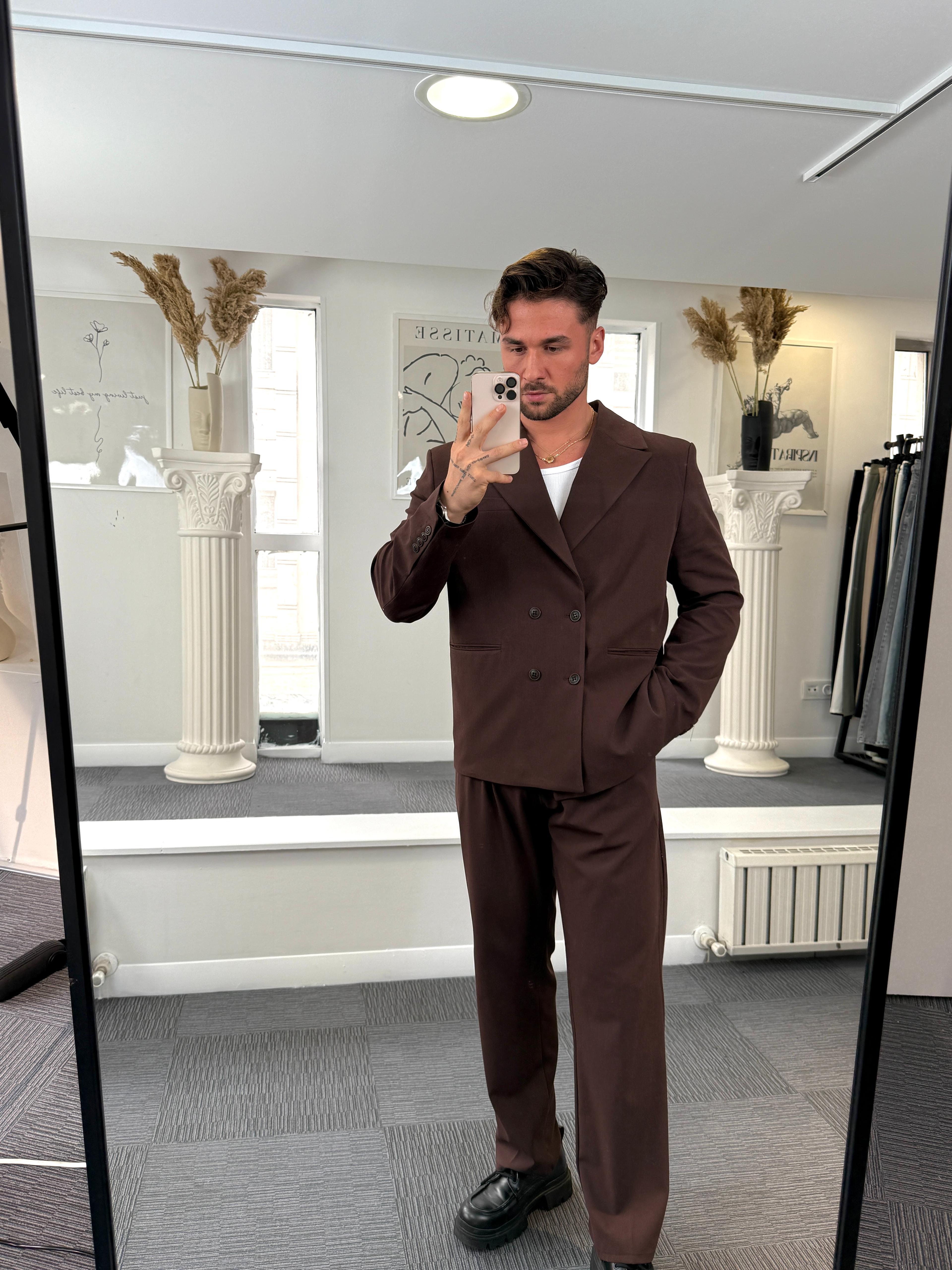 Acı Kahve Oversize Kruvaze Takım