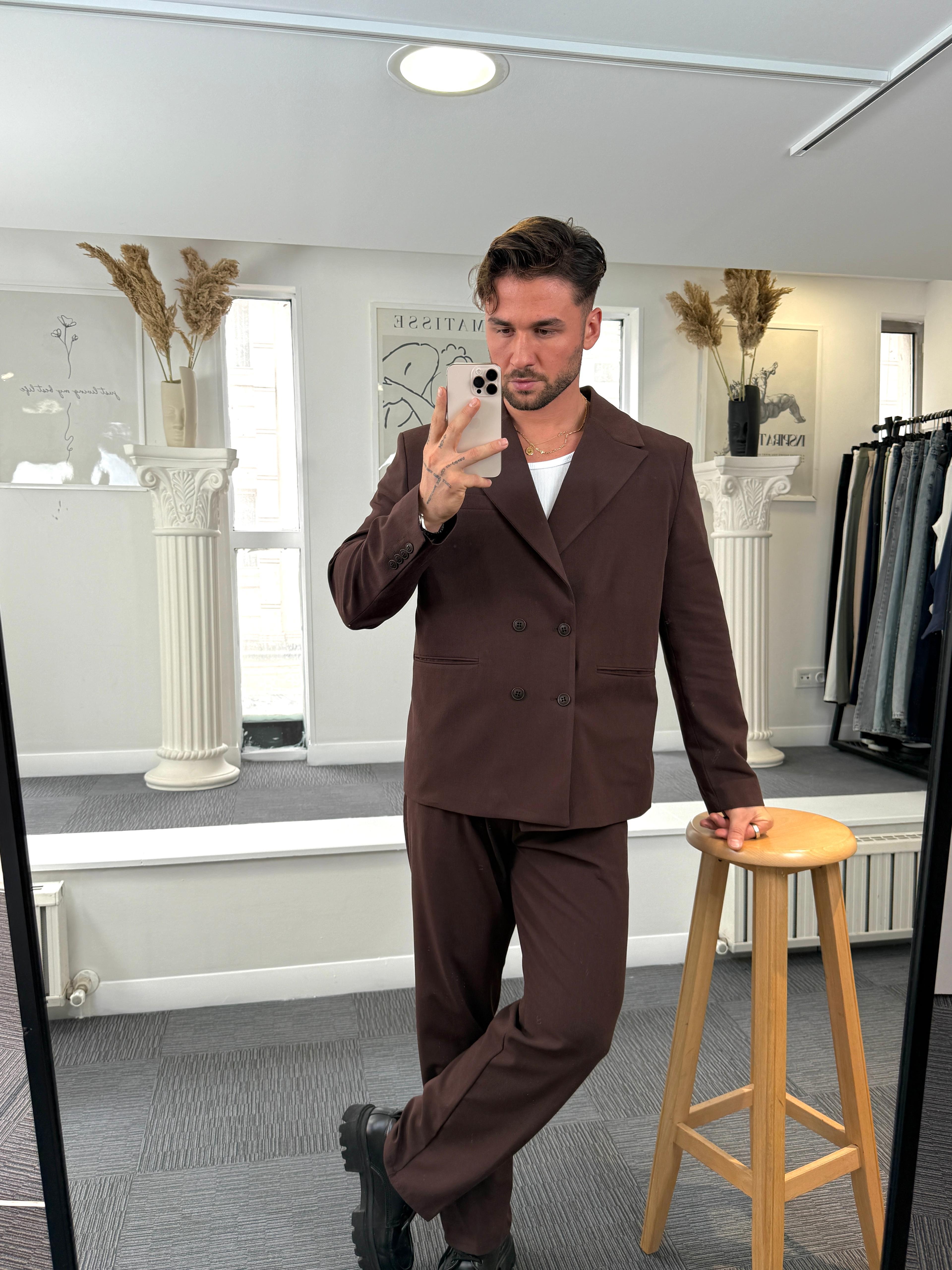 Acı Kahve Oversize Kruvaze Takım
