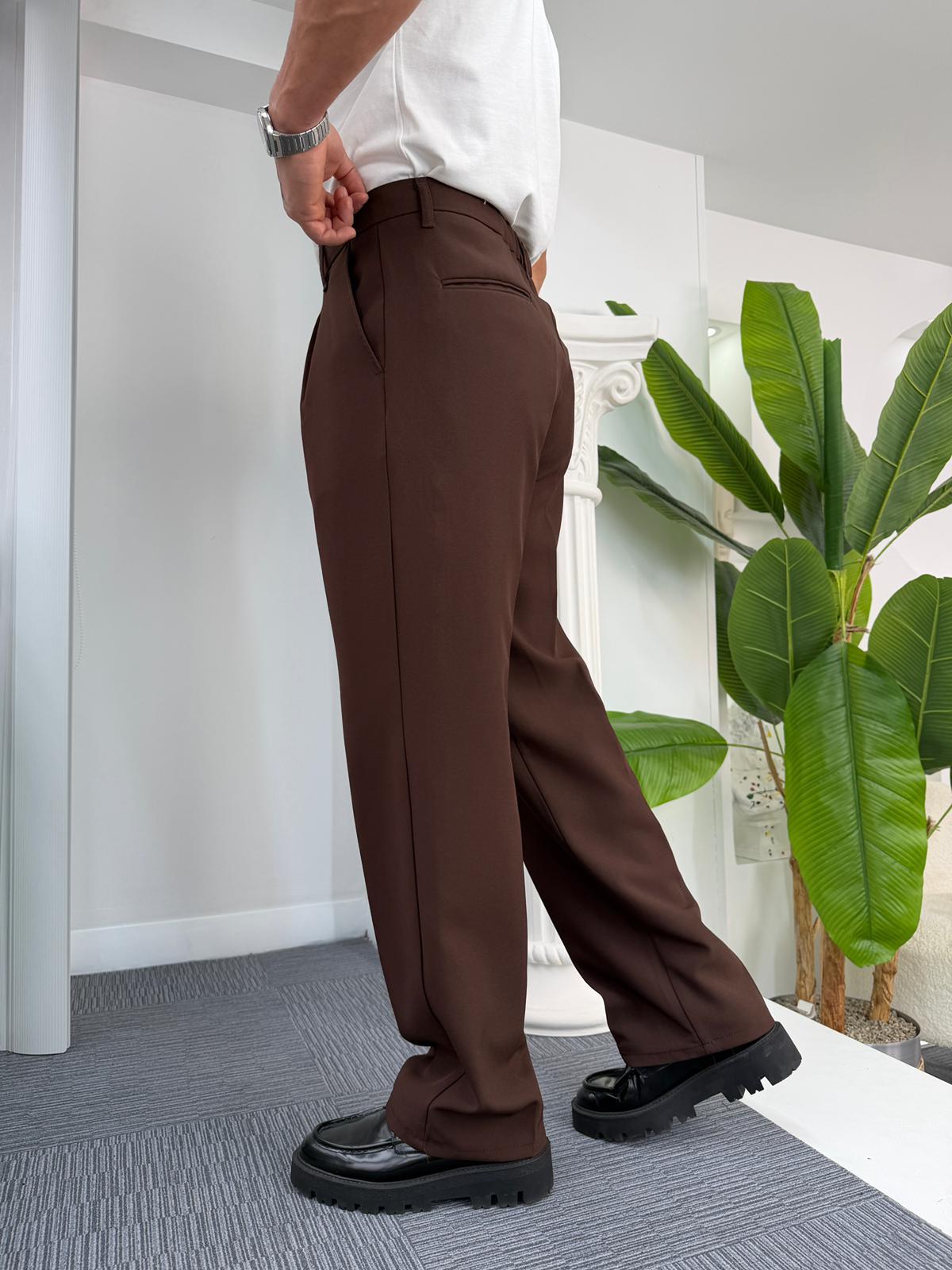 Acı Kahve Uzun Kemerli LK Baggy Kumaş Pantolon
