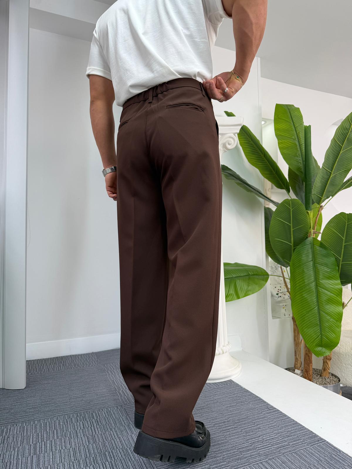 Acı Kahve Uzun Kemerli LK Baggy Kumaş Pantolon