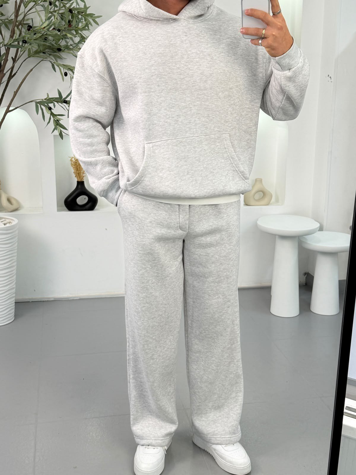 Açık Gri RL 3iplik Şardondu Oversize Takım