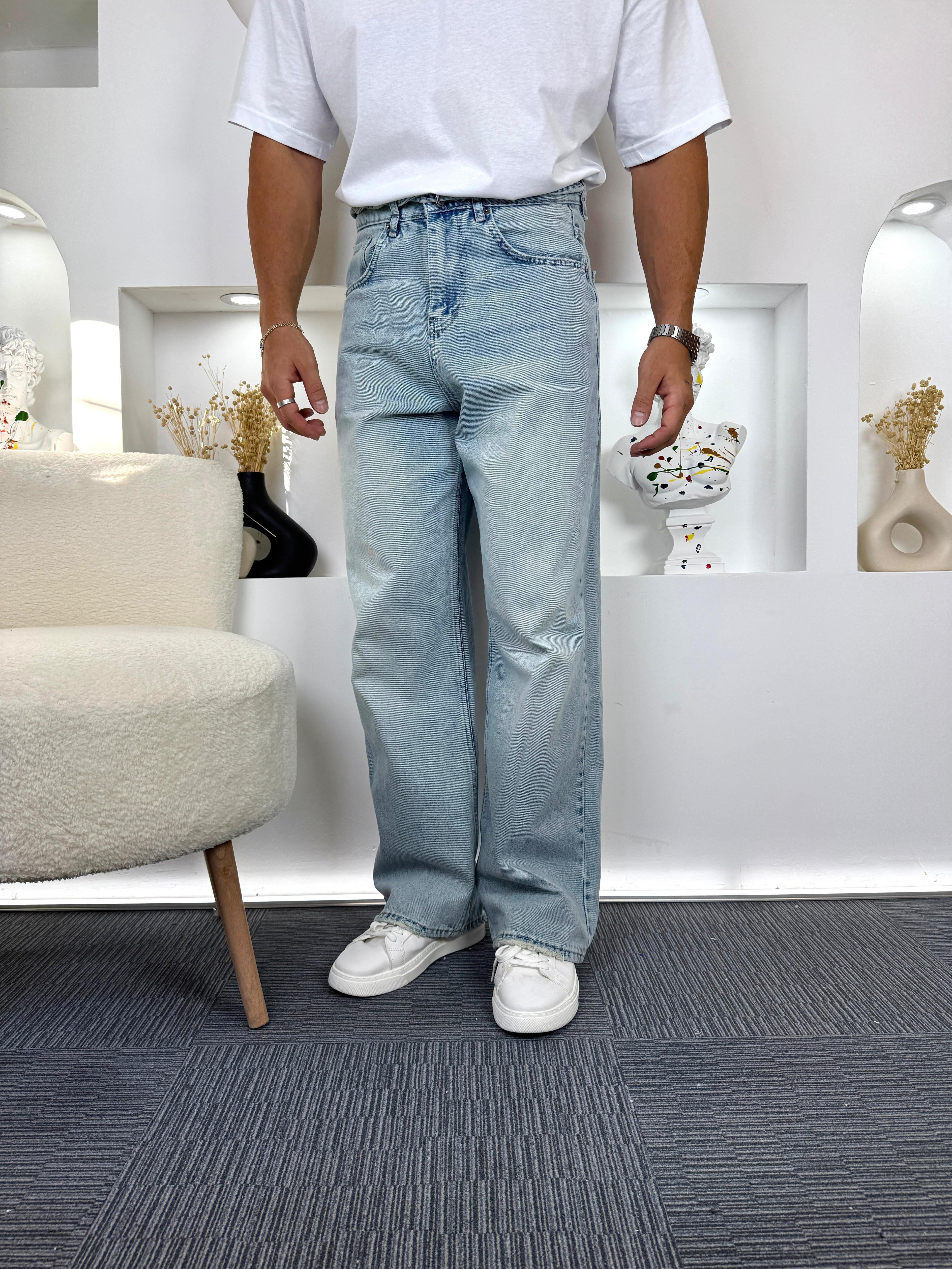 Açık Mavi Çıkarlabilir Kemerli GG Baggy Jean