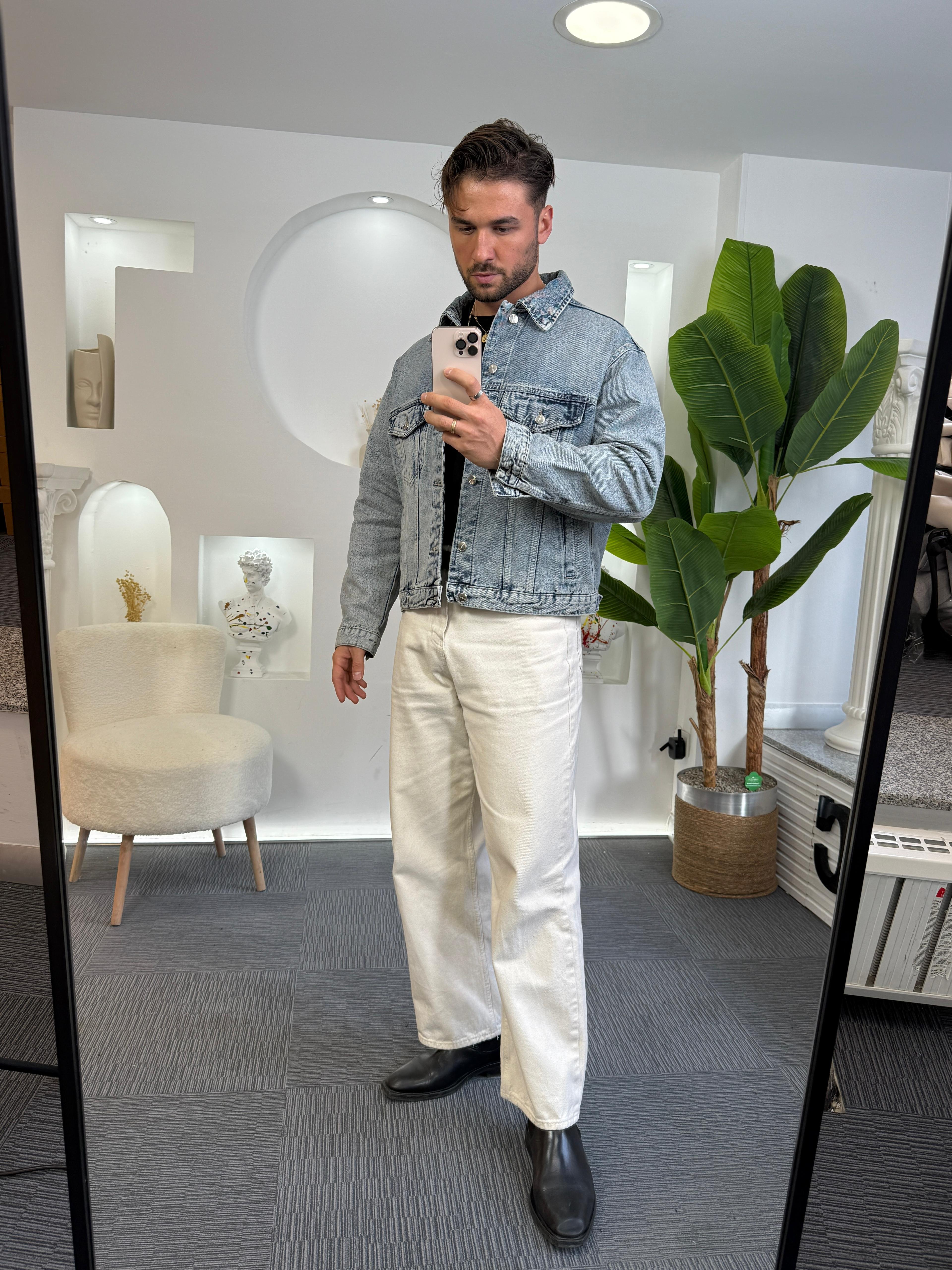 Açık Mavi Giesto Oversize Retro Kot Ceket