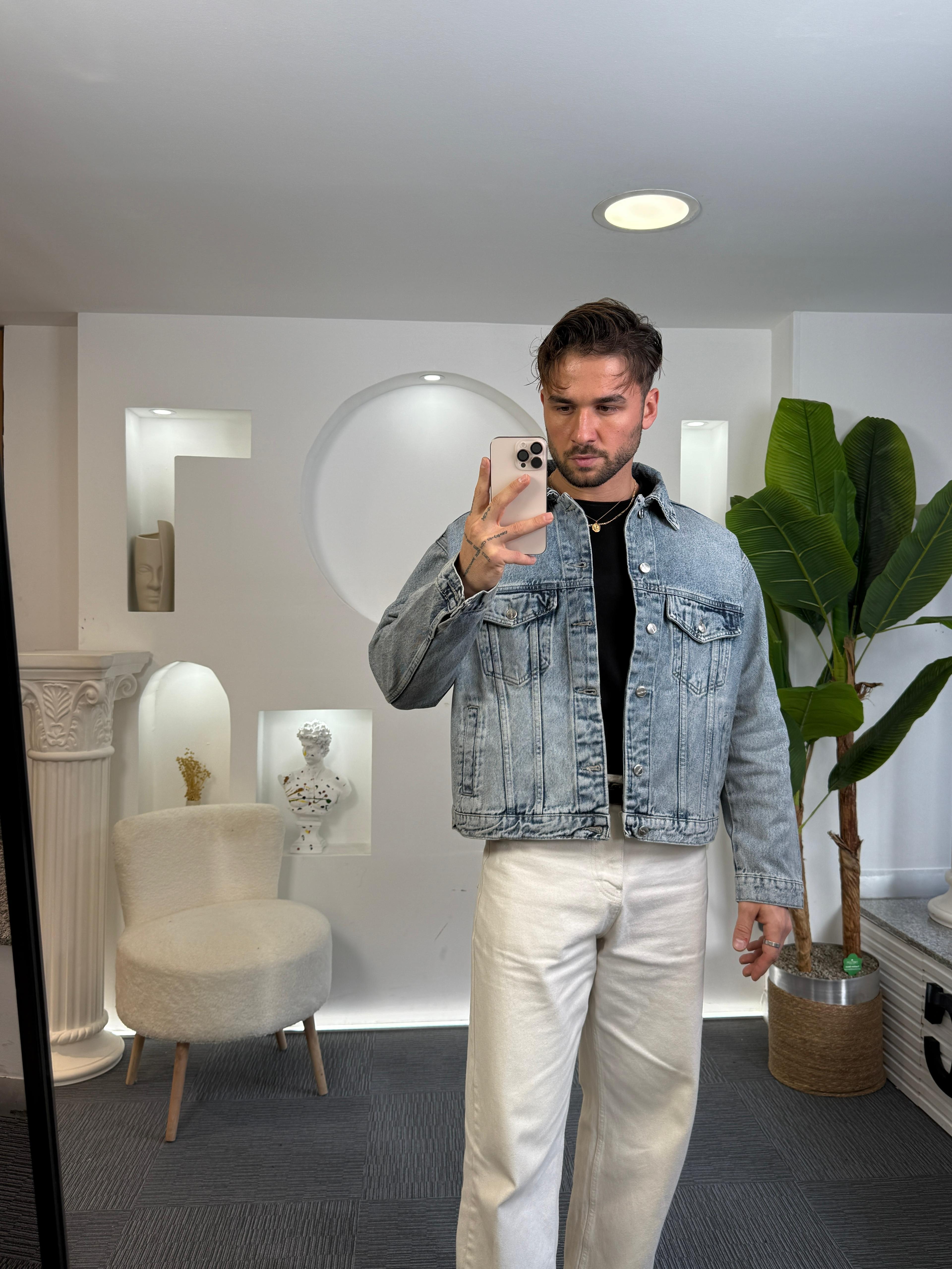 Açık Mavi Giesto Oversize Retro Kot Ceket