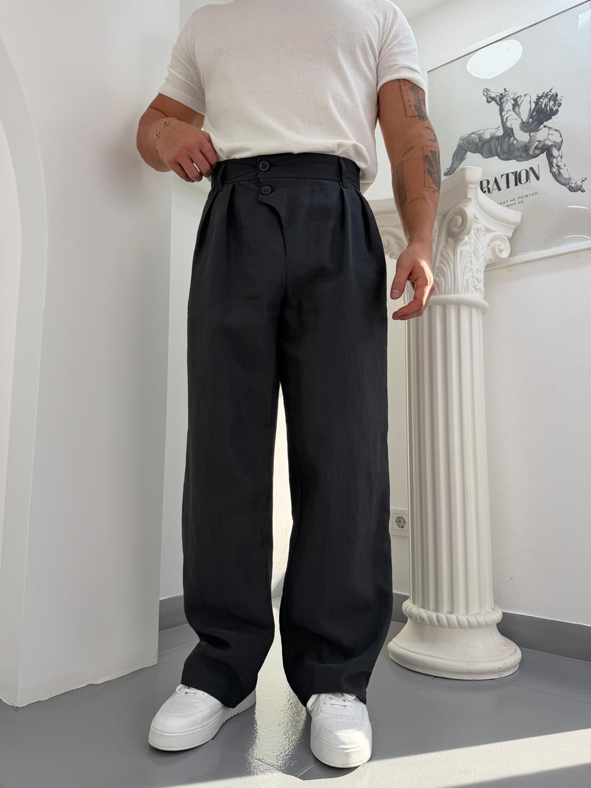 Antrasit GG Lyocel Baggy Pantolon
