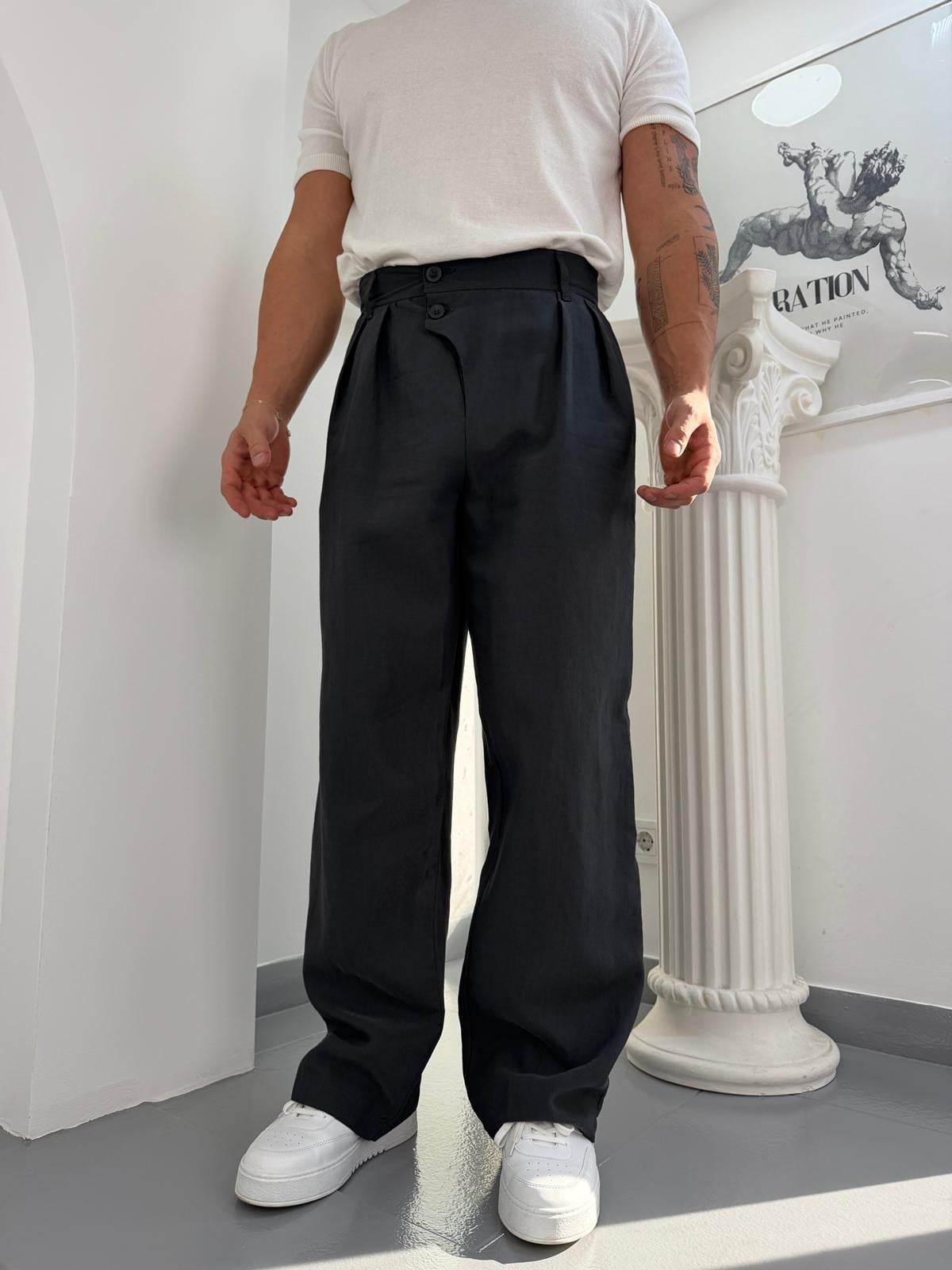 Antrasit GG Lyocel Baggy Pantolon
