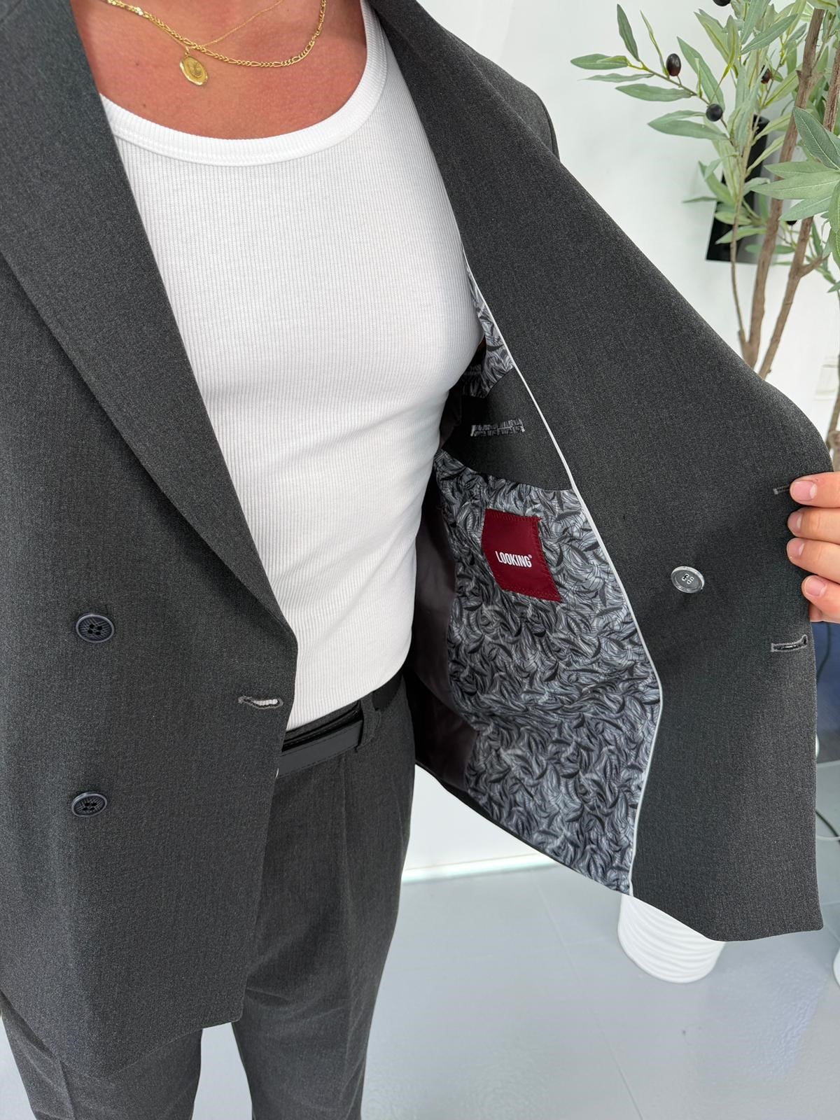 Antrasit LK Oversize Kruvaze Takım