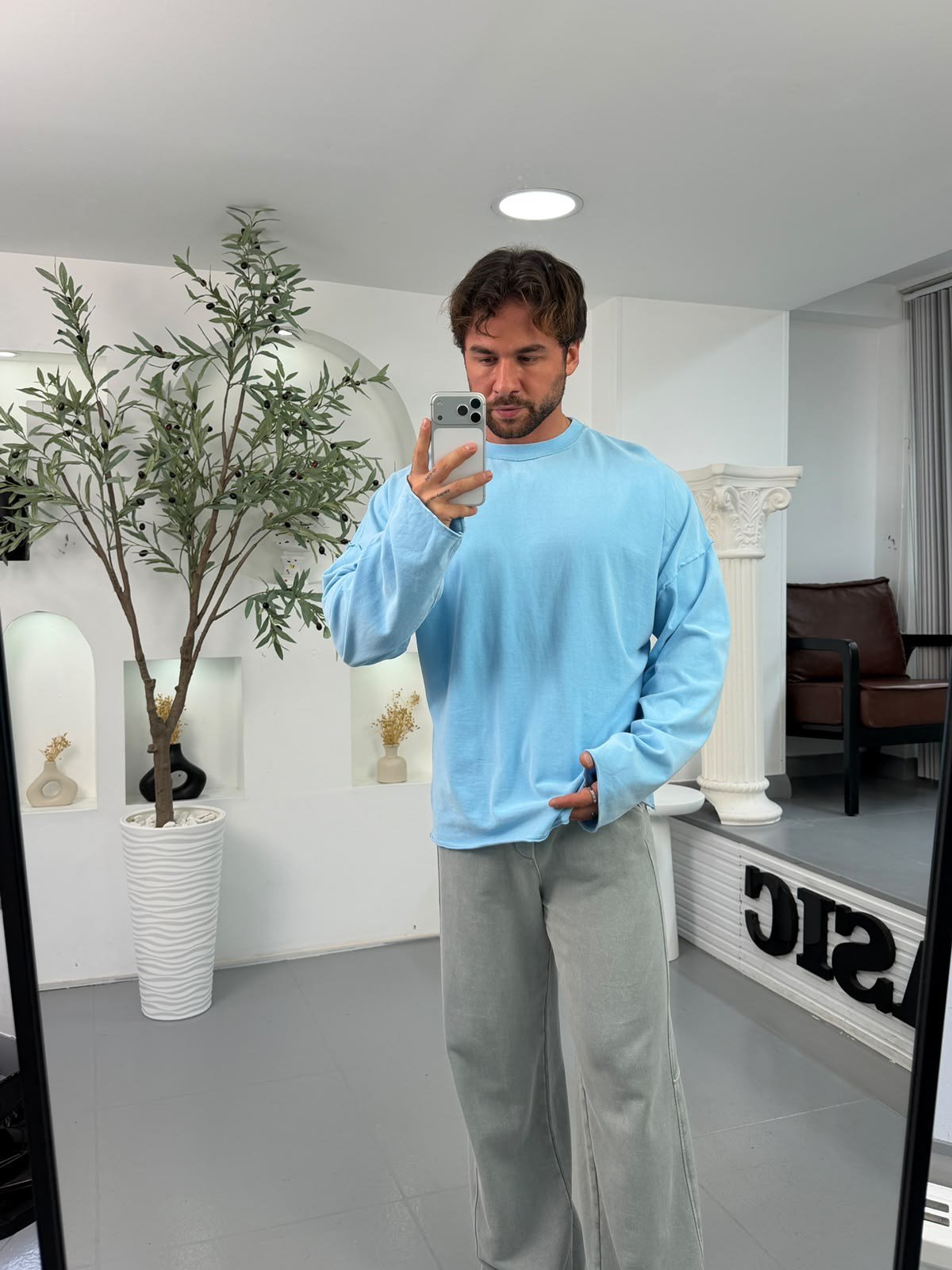 Bebe Mavi KN Yıkamalı Oversize Sweatshirt