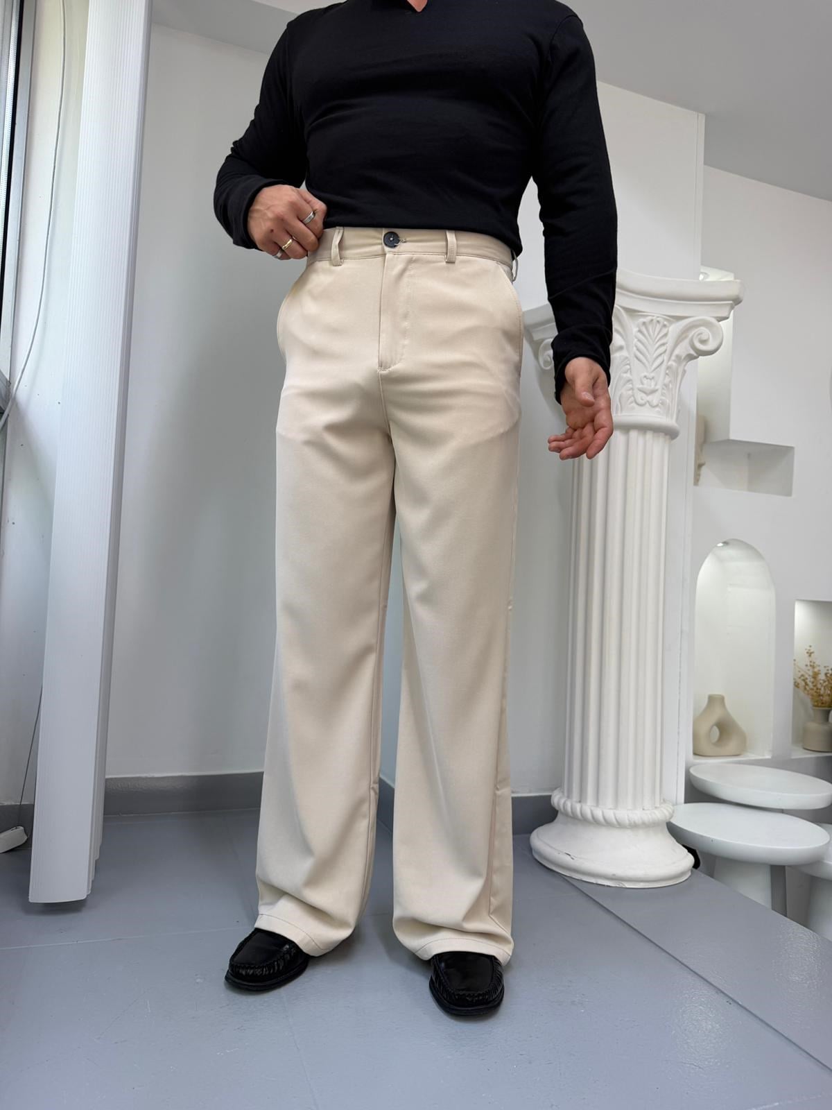 Bej GG Twill Flare Kumaş Pantolon