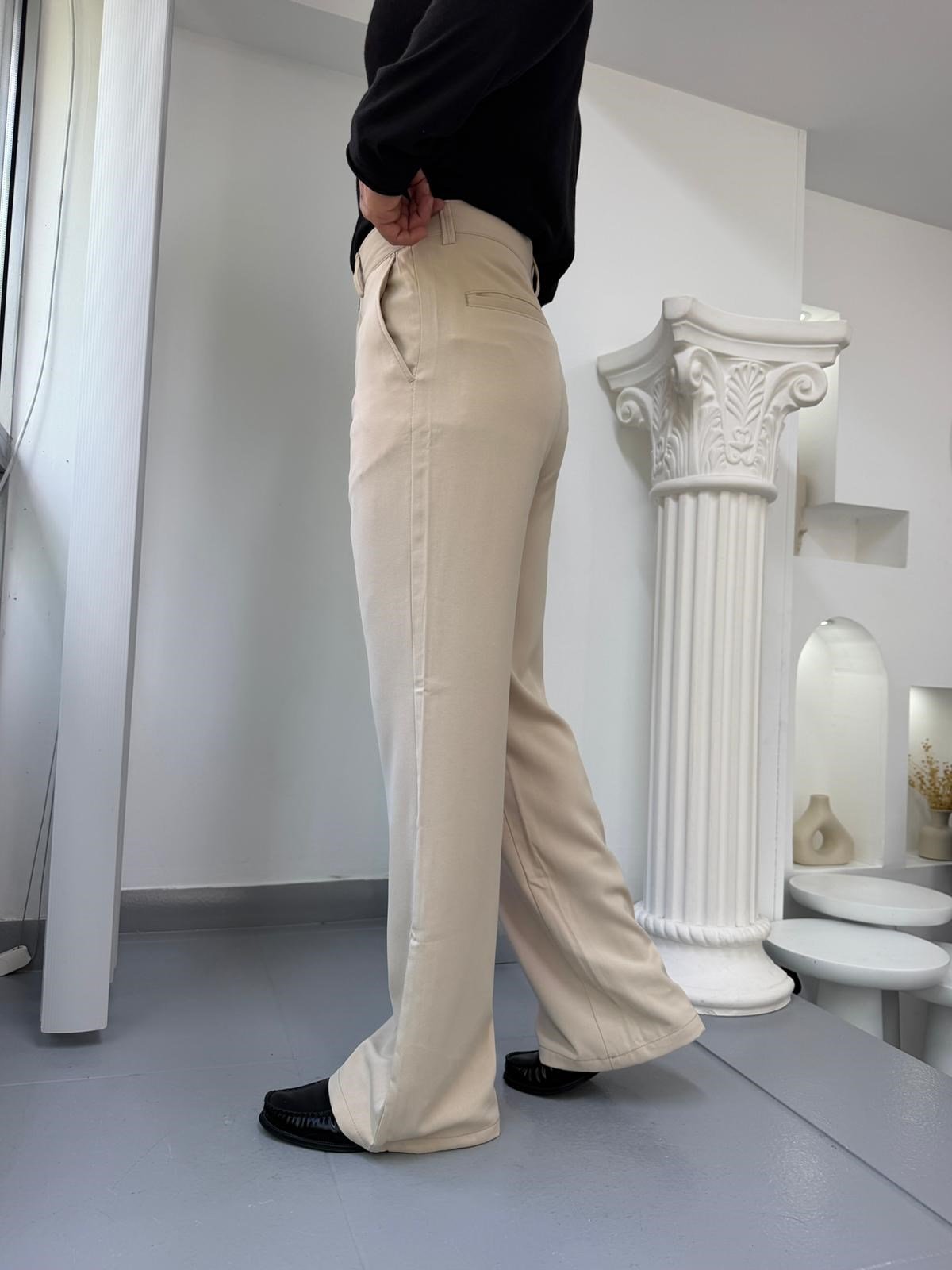 Bej GG Twill Flare Kumaş Pantolon