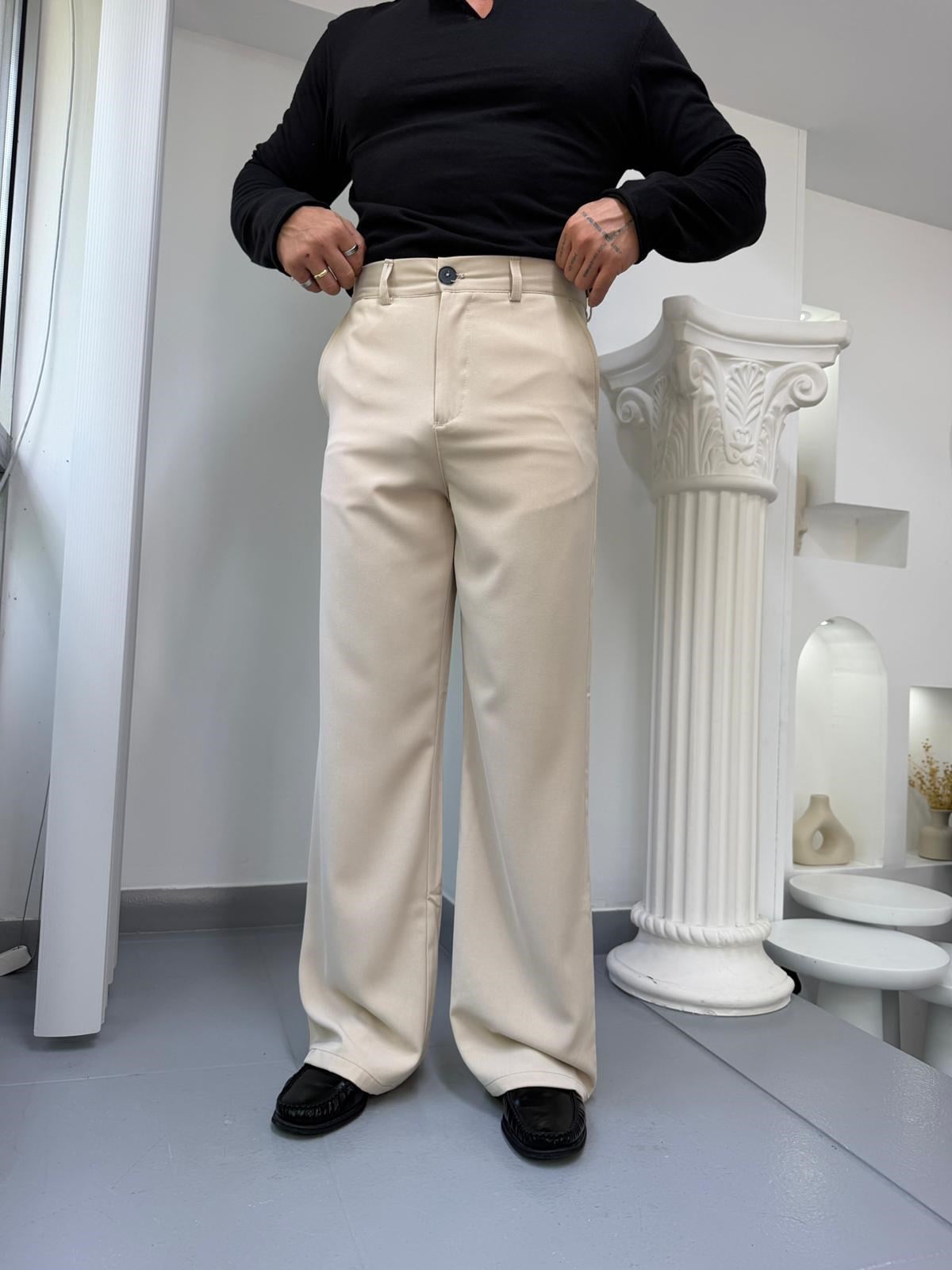 Bej GG Twill Flare Kumaş Pantolon