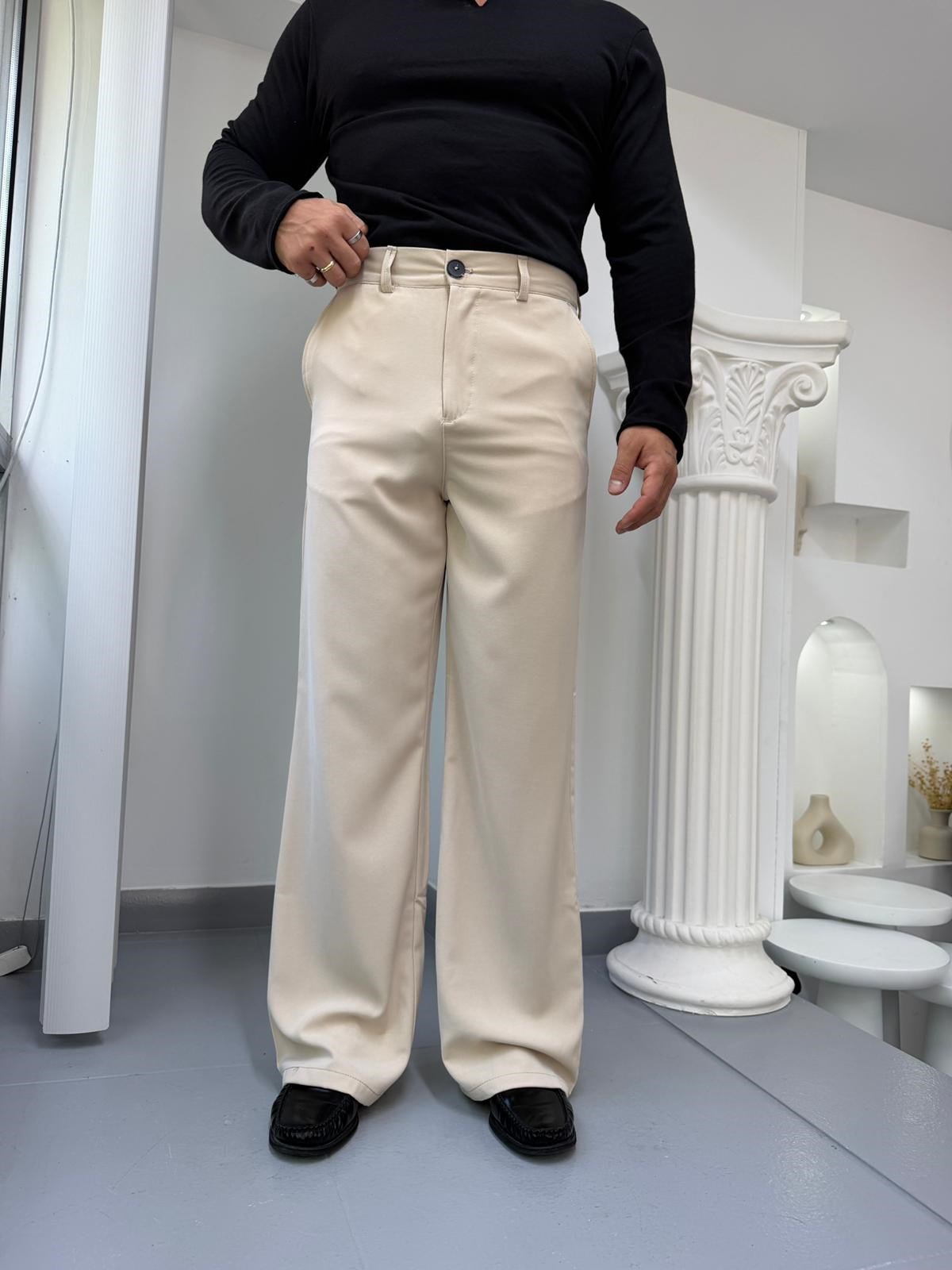 Bej GG Twill Flare Kumaş Pantolon