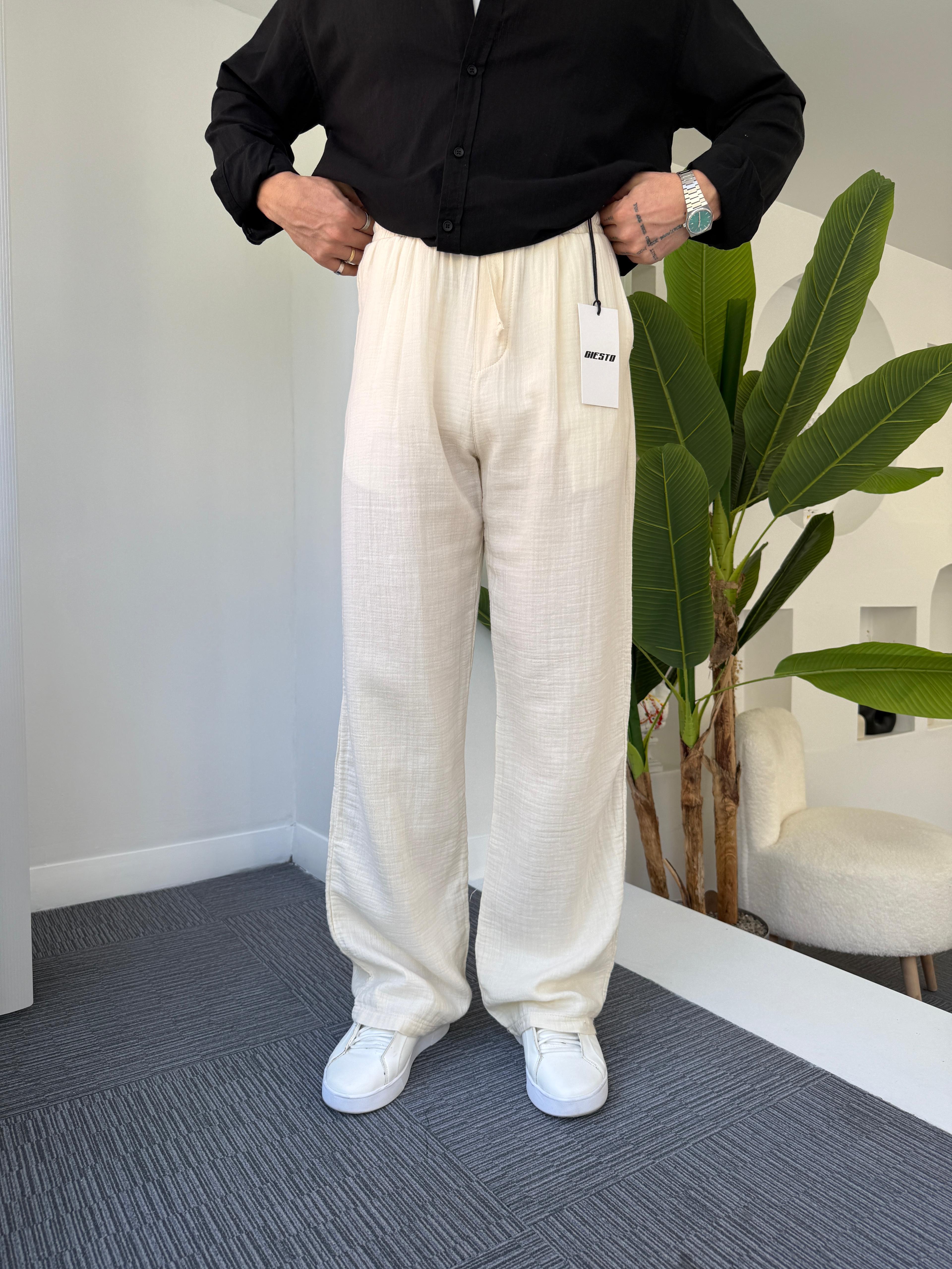 Bej Giesto Baggy Müslin Pantolon