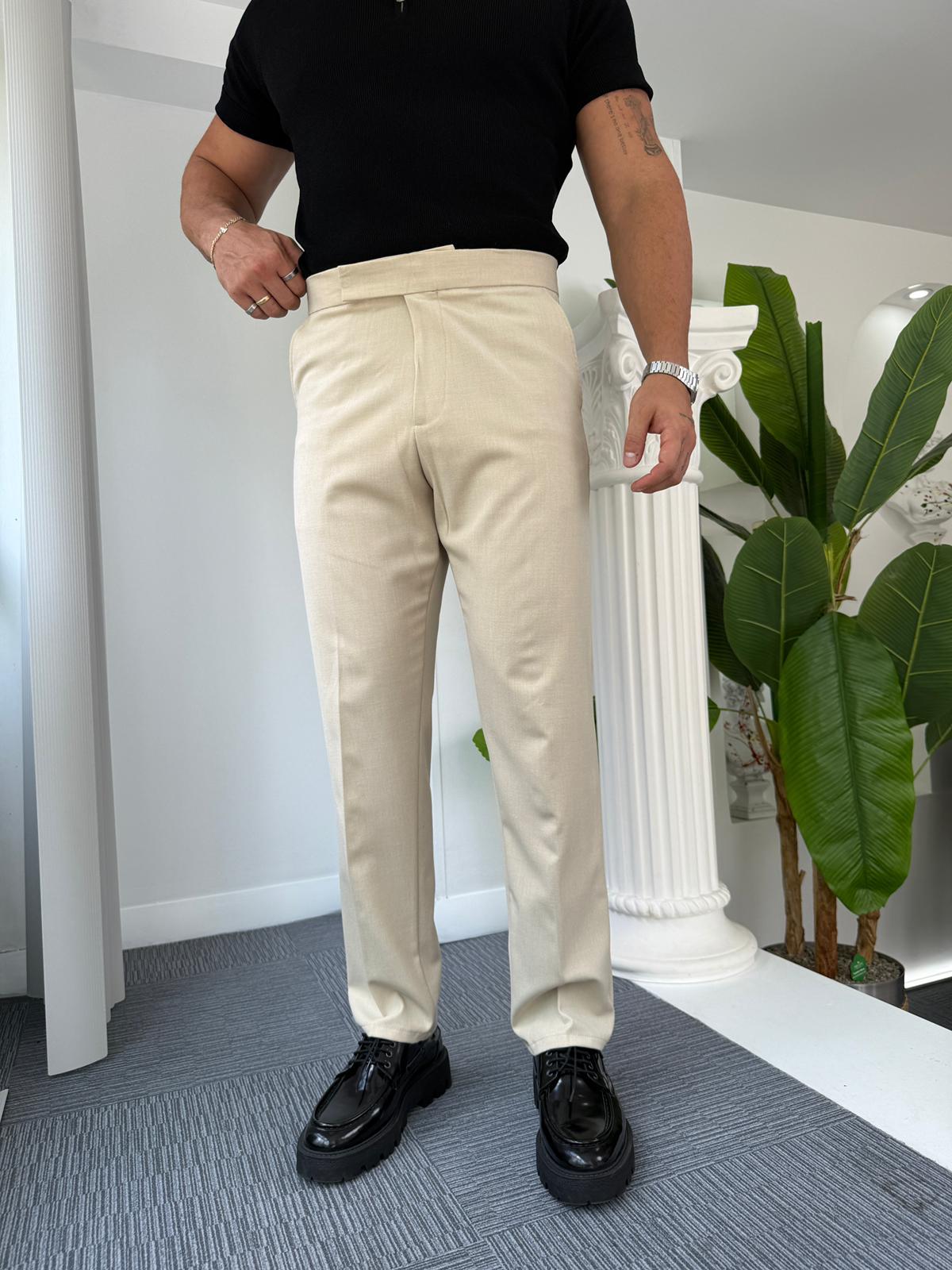 Bej İtalyan Kesim Kumaş Pantolon