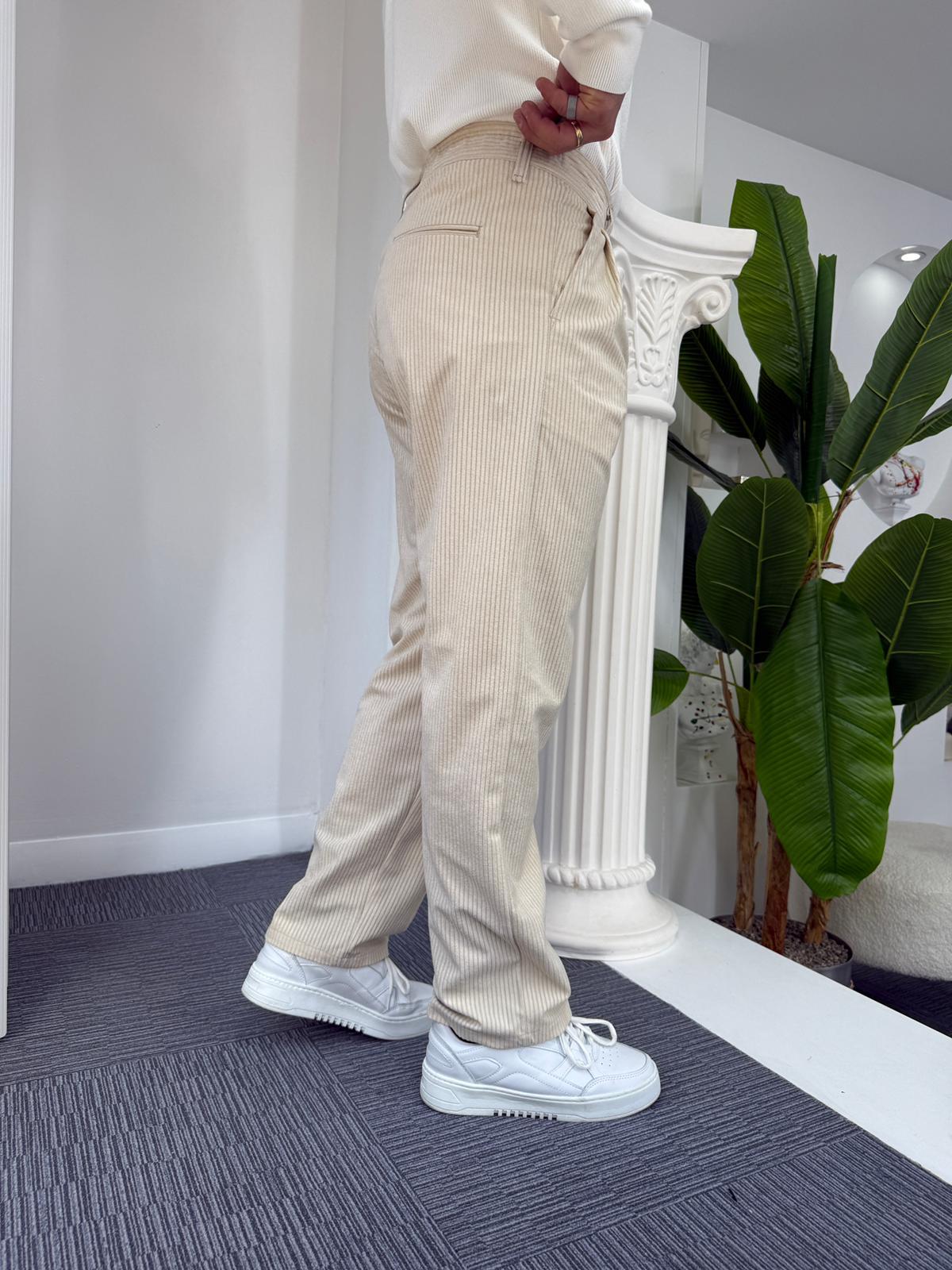 Bej LK Kadife Baggy Pantolon