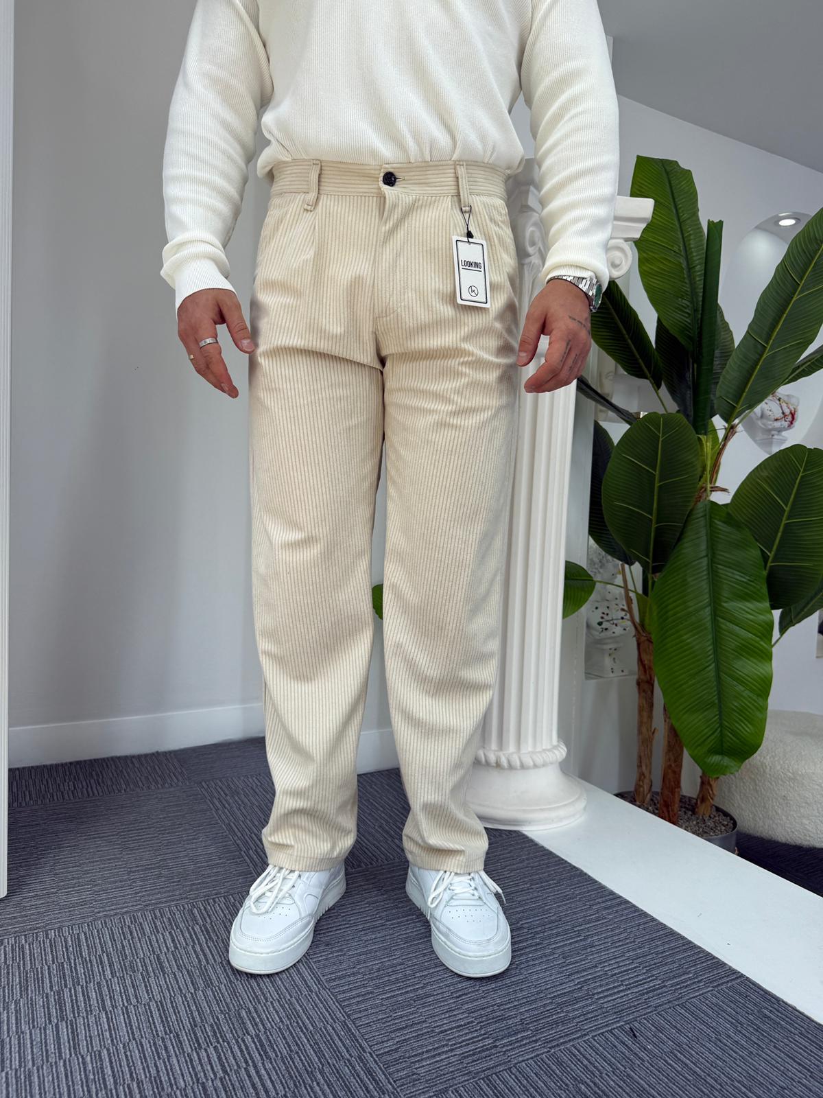Bej LK Kadife Baggy Pantolon