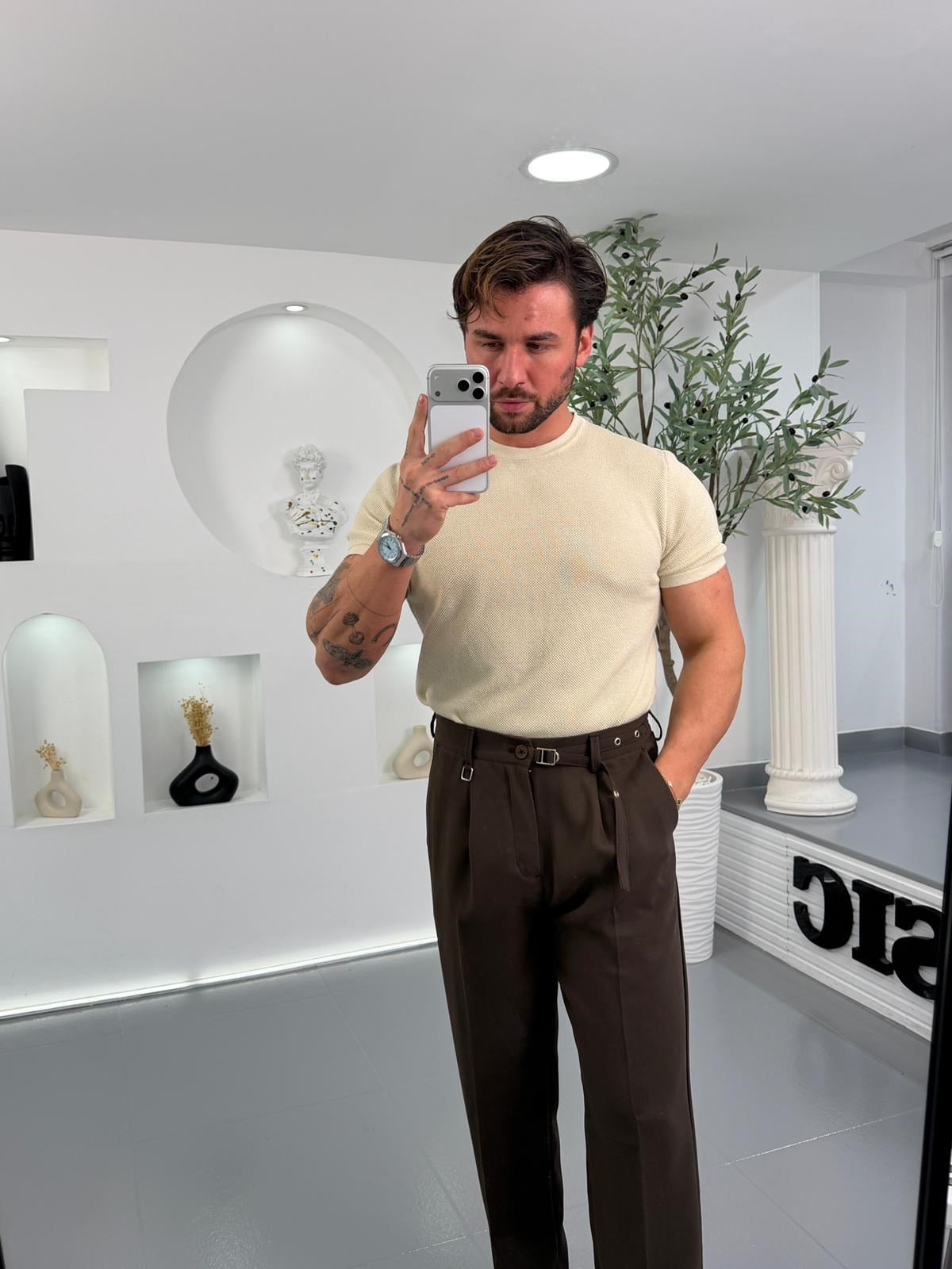 Bej Mr Minimal Doku Triko