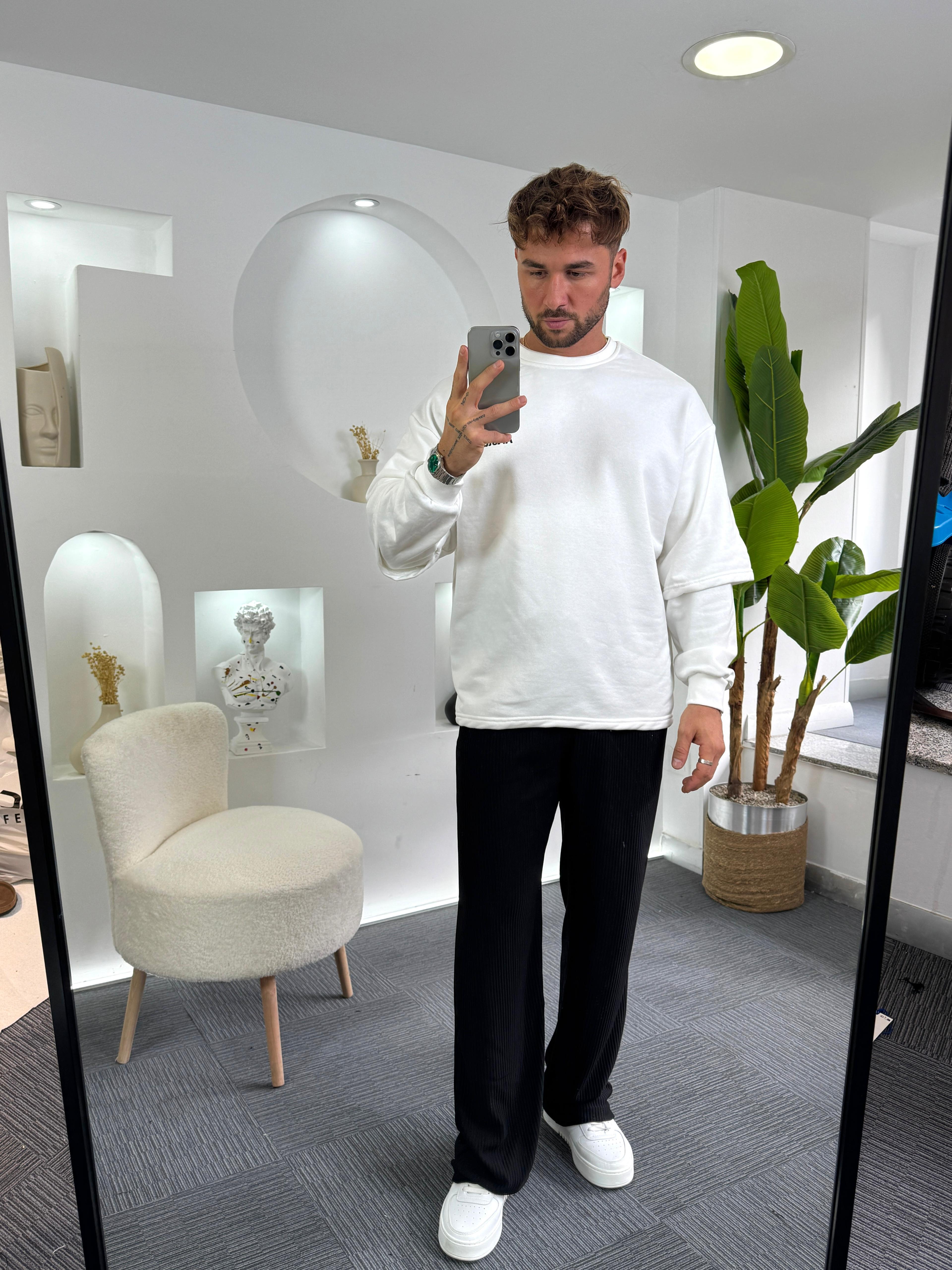 Beyaz Artstudio Sırt baskılı Oversize Hoddie
