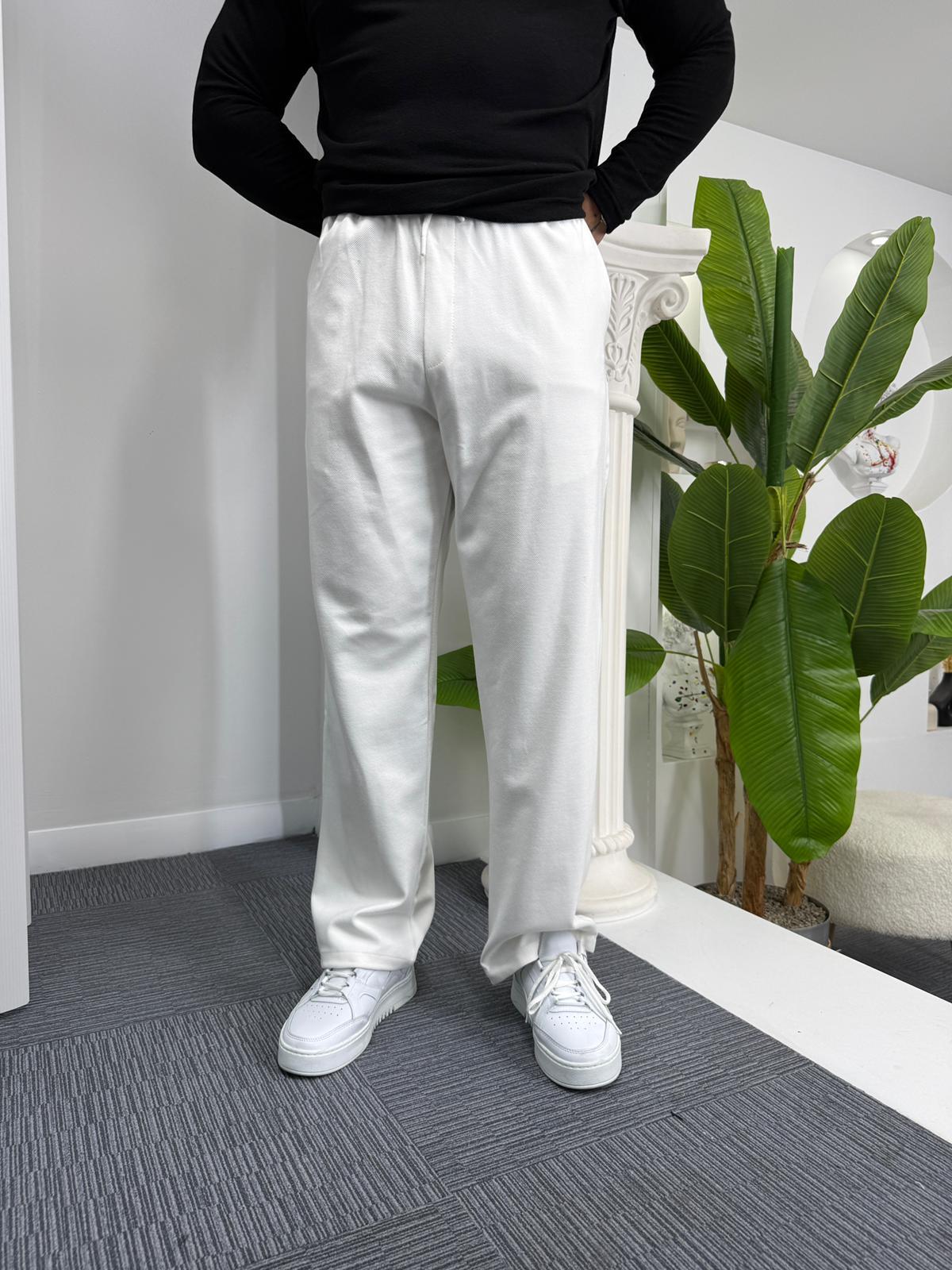 Beyaz GG Baggy Gabardin Pantolon
