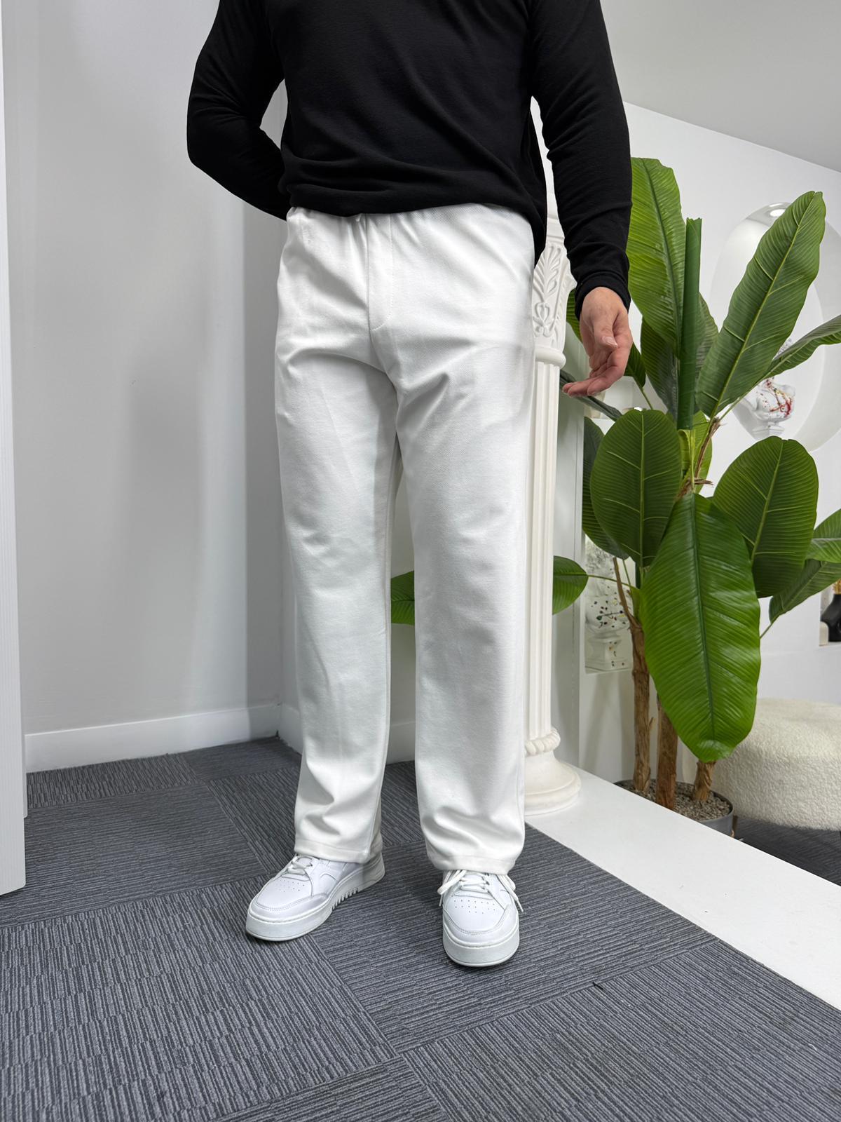 Beyaz GG Baggy Gabardin Pantolon