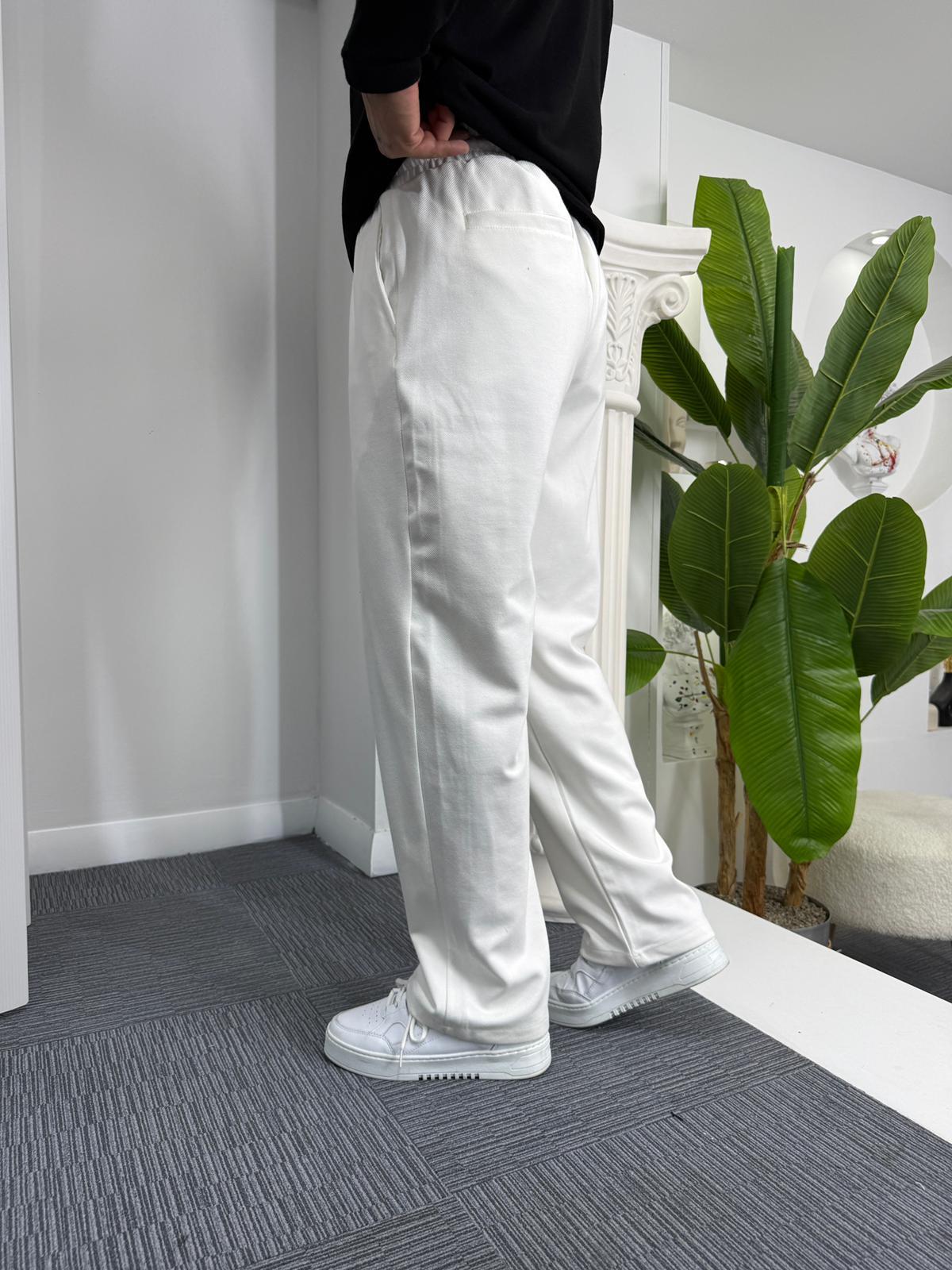 Beyaz GG Baggy Gabardin Pantolon