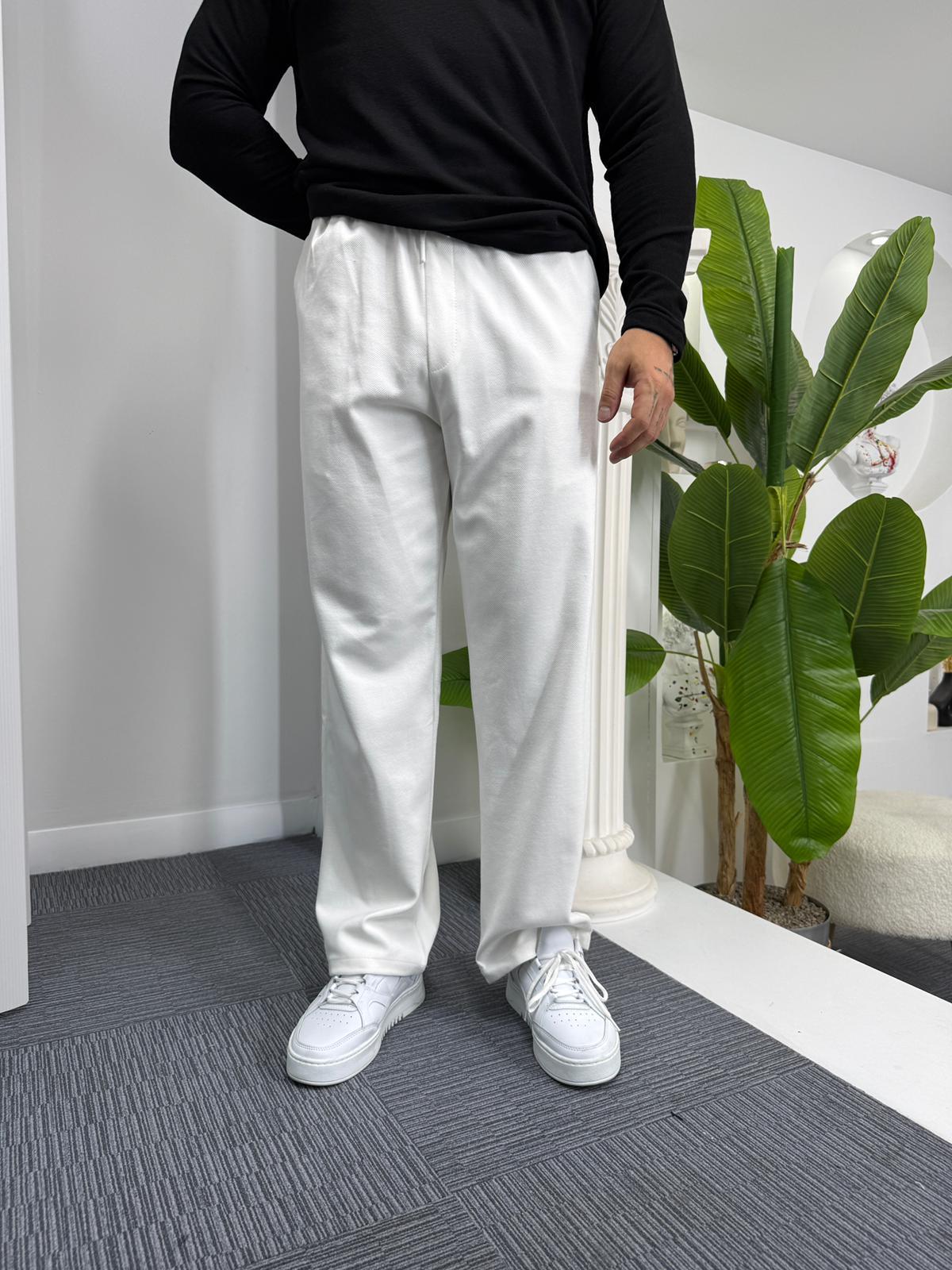 Beyaz GG Baggy Gabardin Pantolon