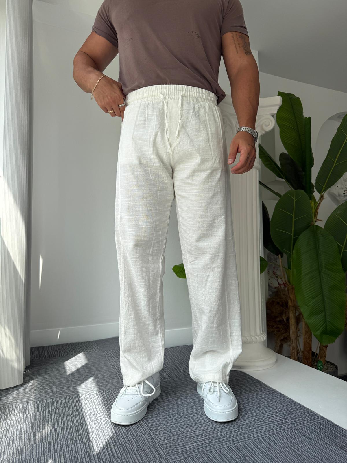 Beyaz RL Baggy Keten Pantolon