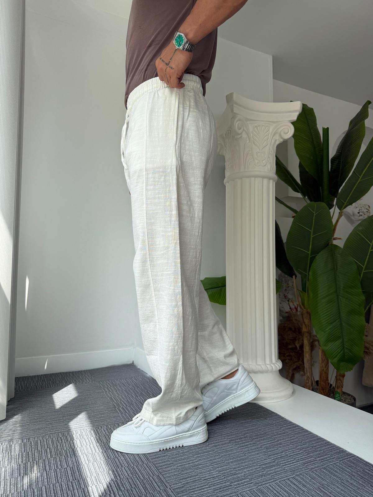 Beyaz RL Baggy Keten Pantolon
