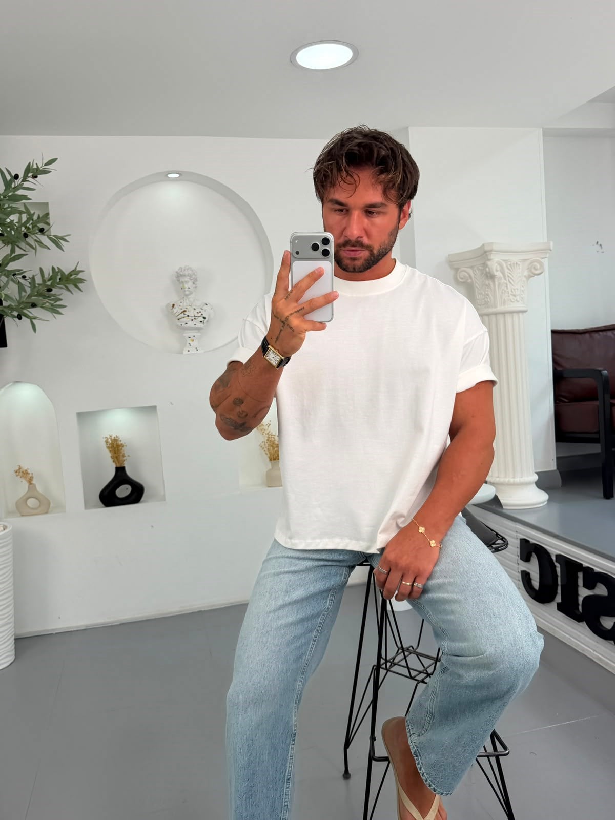 Beyaz RL Boxy Fit Basic Tshirt