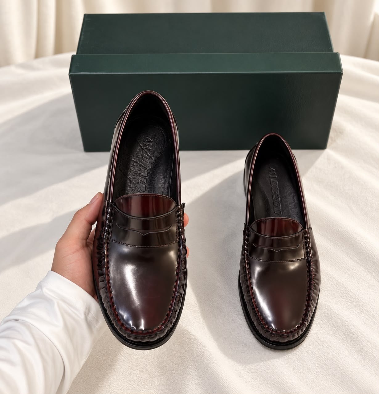Bordo GG Orijinal Deri Loafer Ayakkabı