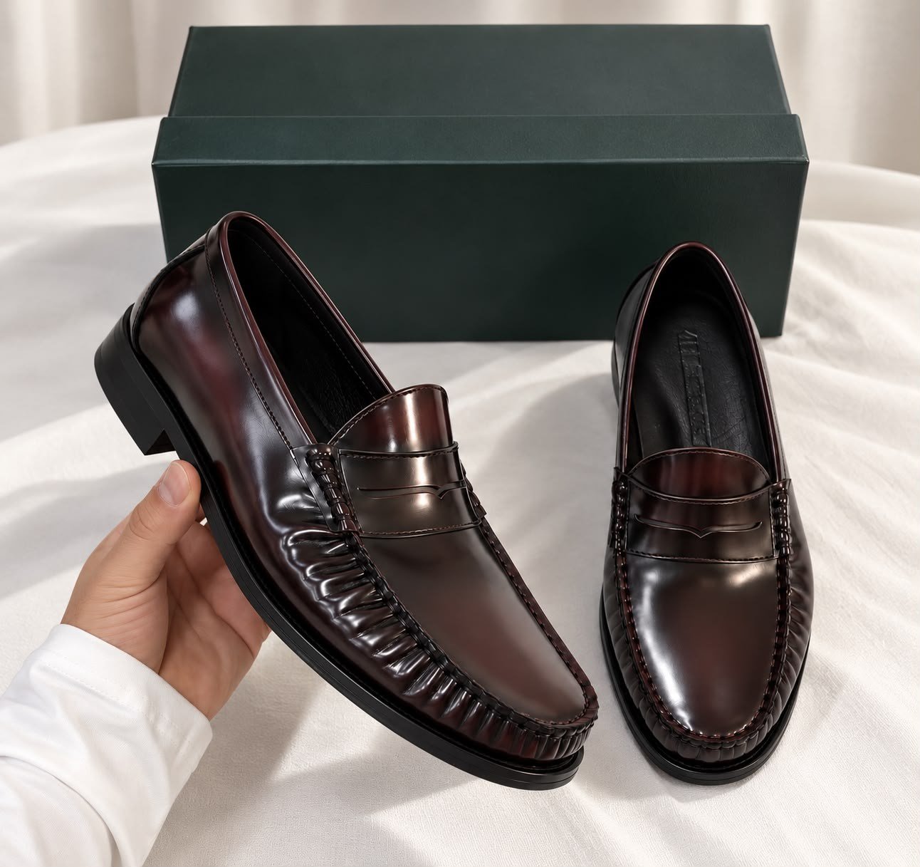 Bordo GG Orijinal Deri Loafer Ayakkabı